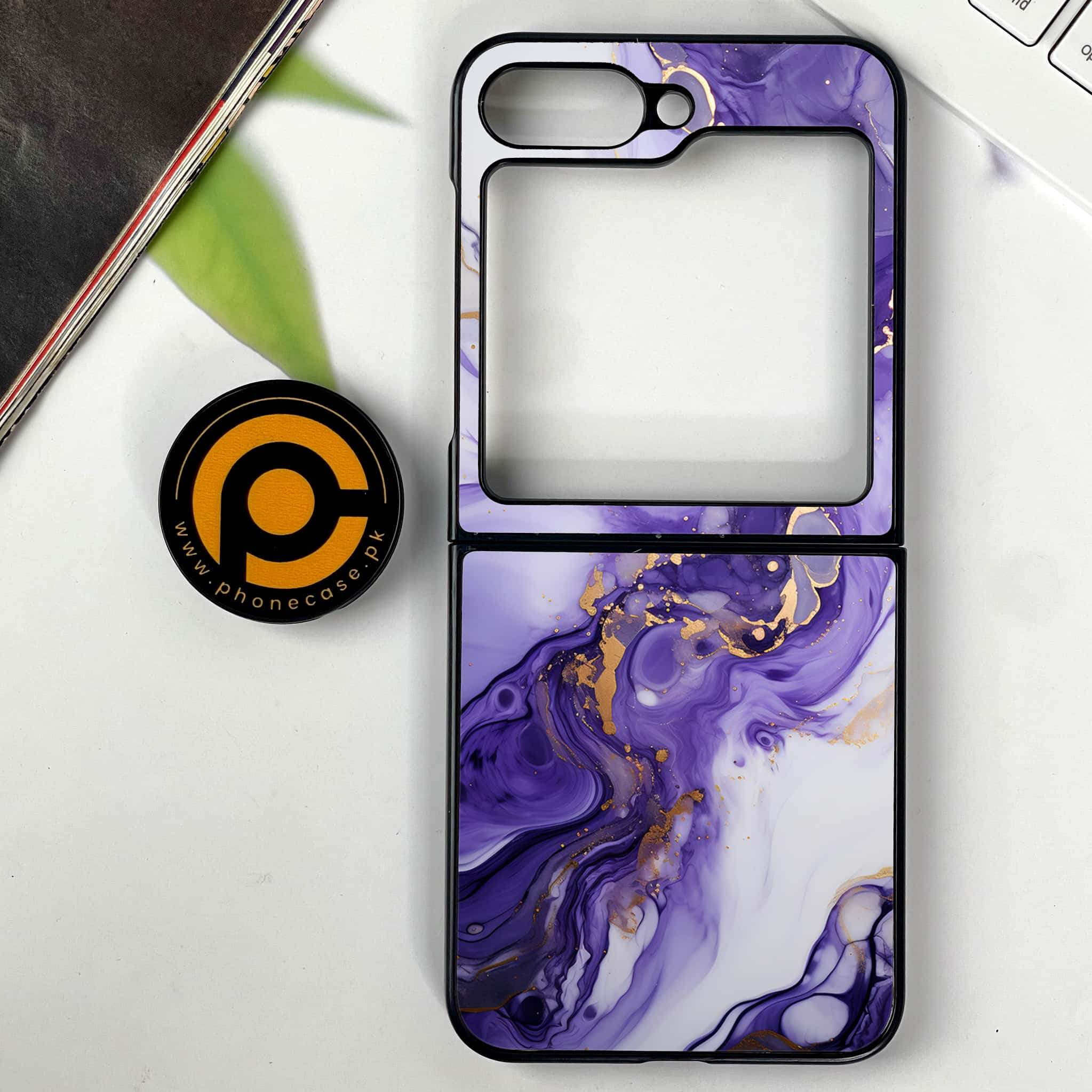 Galaxy Z Flip 6 - Liquid Marble 2.0 Series - Premium Printed Glass soft Bumper shock Proof Case