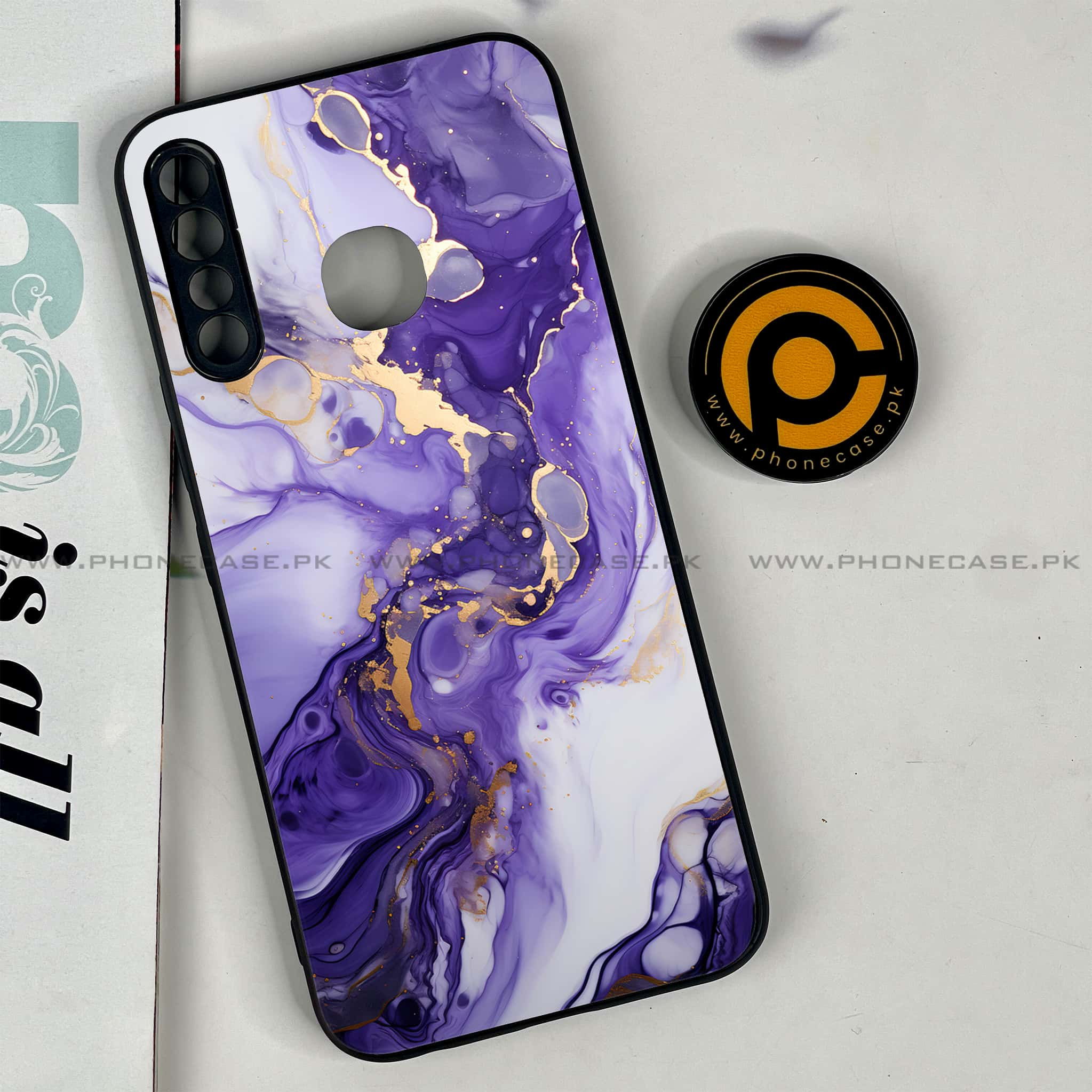 Infinix Hot 8 Lite - Liquid Marble 2.0 Series - Premium Printed Glass soft Bumper shock Proof Case