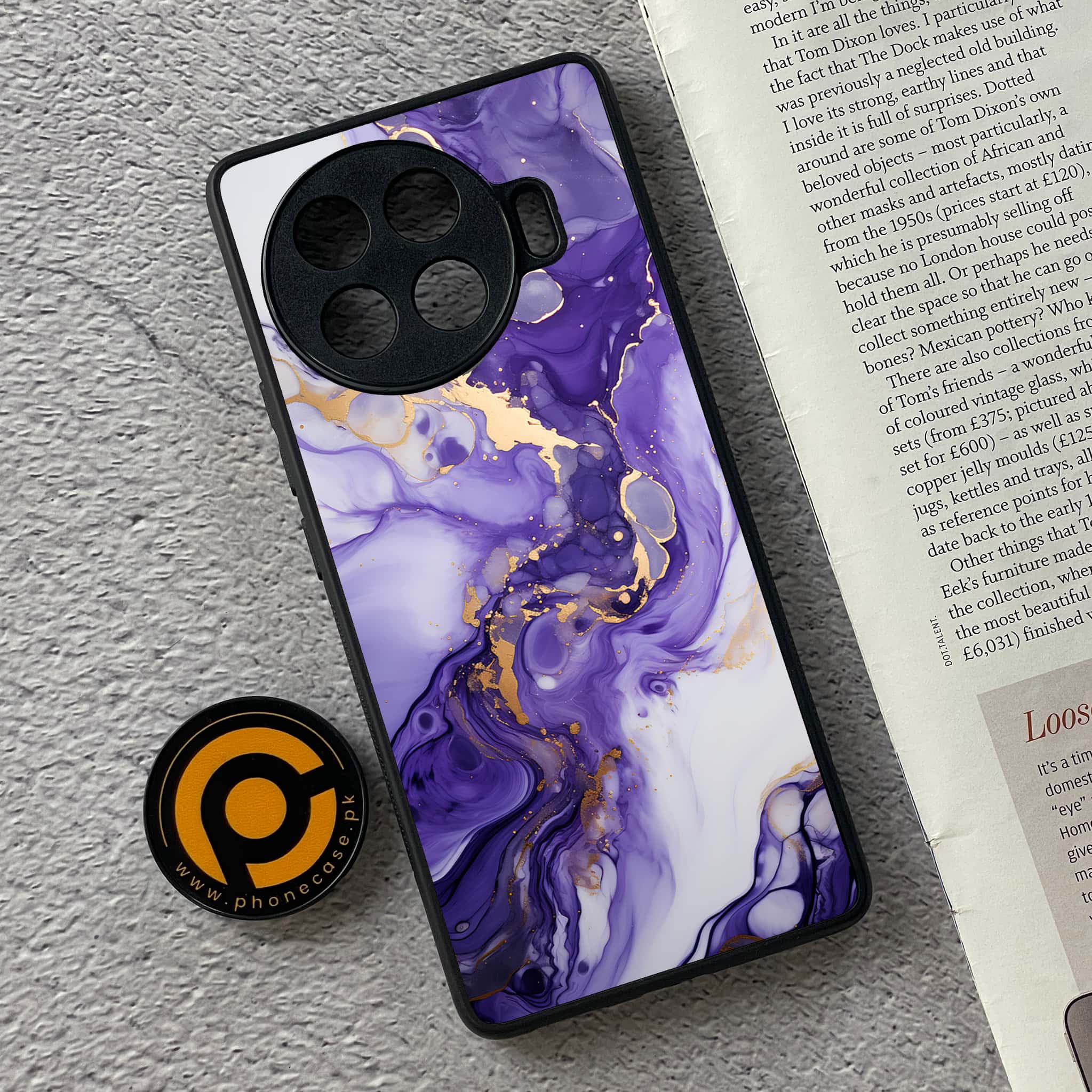 Tecno Spark 20 pro plus - Liquid Marble 2.0 Series - Premium Printed Glass soft Bumper shock Proof Case