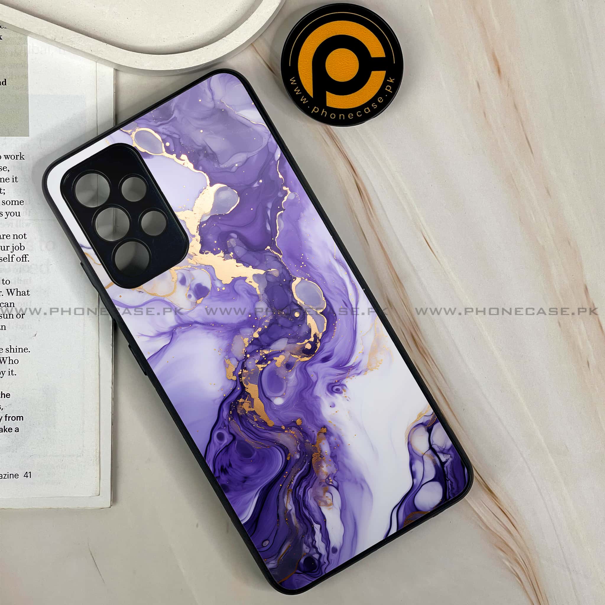 Galaxy A32 - Liquid Marble 2.0 Series - Premium Printed Glass soft Bumper shock Proof Case