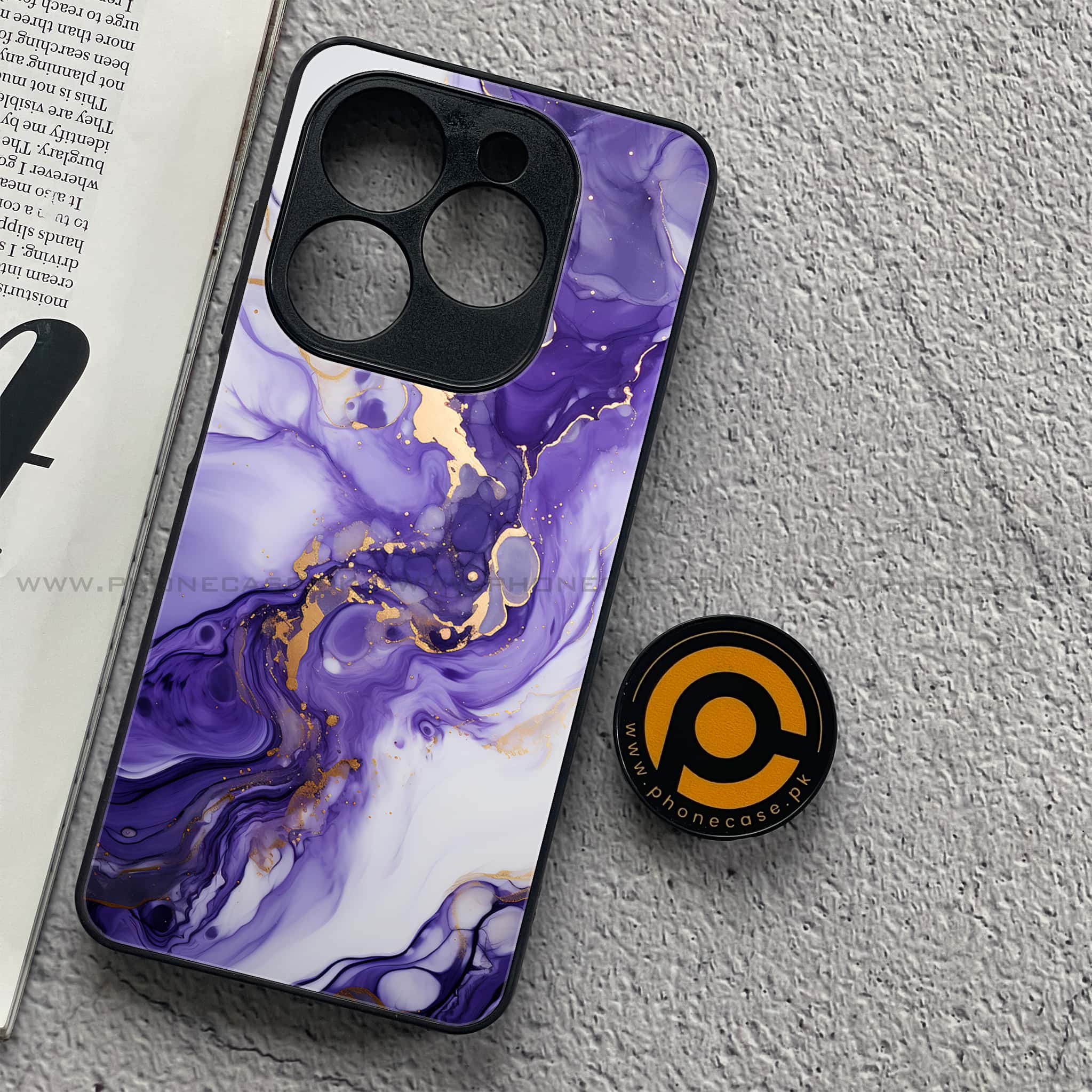 Tecno Pop 8 - Liquid Marble 2.0 Series - Premium Printed Glass soft Bumper shock Proof Case