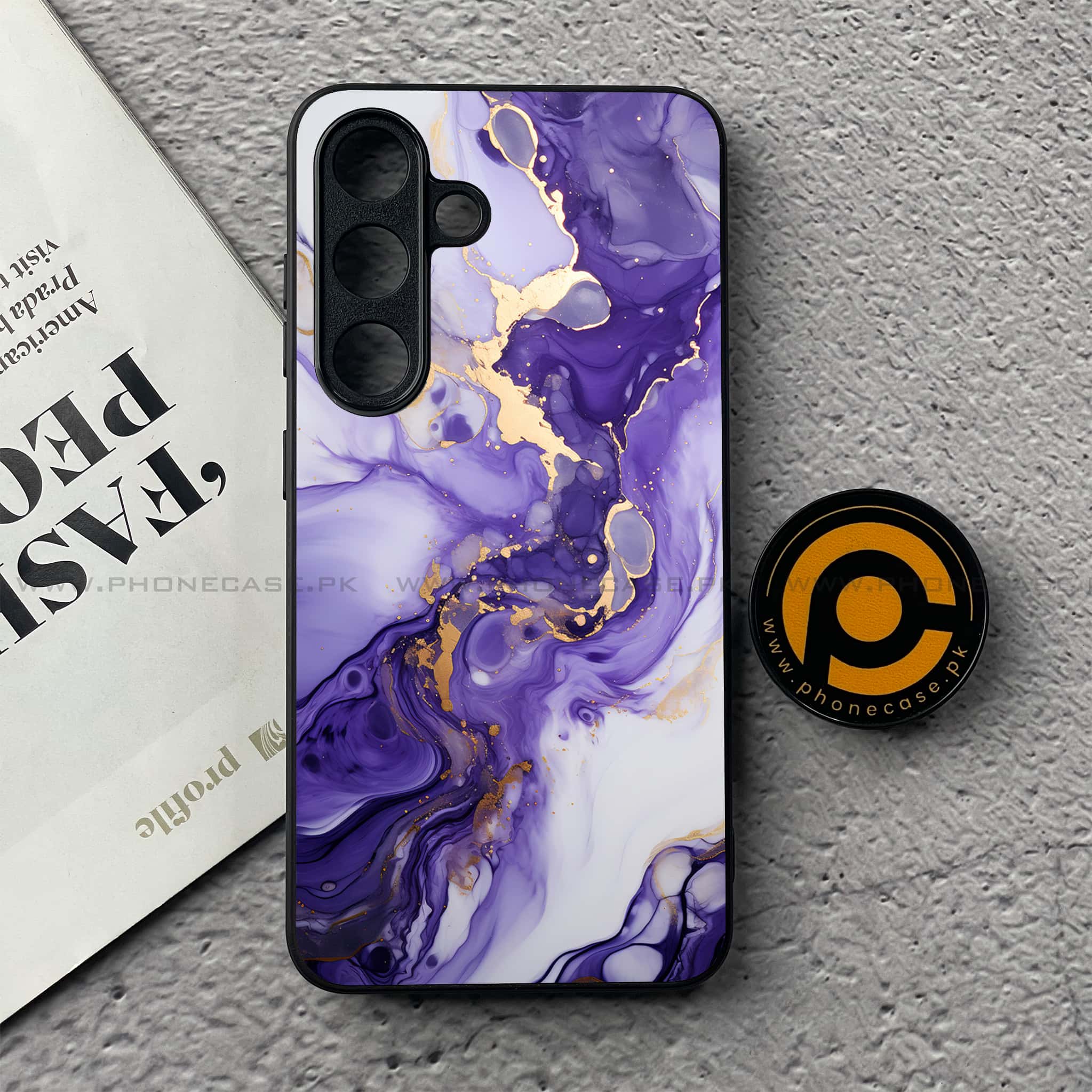 Samsung Galaxy S25 FE - Liquid Marble 2.0 Series - Premium Metal Printed soft Bumper shock Proof Case