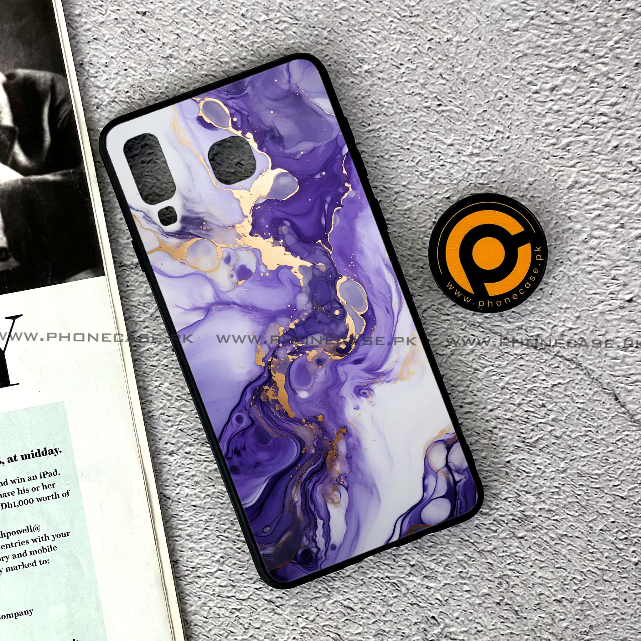 Samsung Galaxy A8 Star(A9 Star) - Liquid Marble 2.0 Series - Premium Printed Glass soft Bumper shock Proof Case