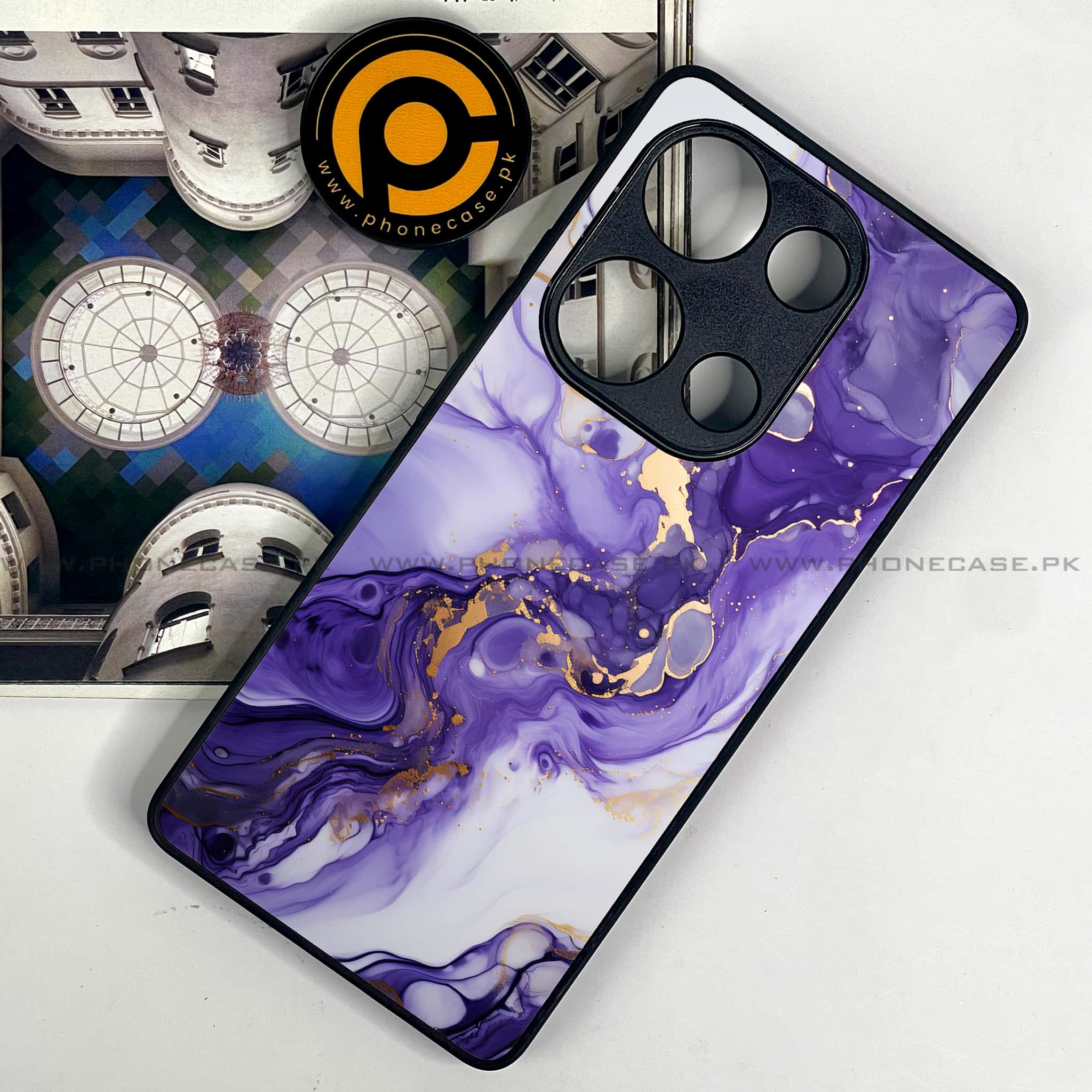 Redmi Note 13 Pro 4G - Liquid Marble 2.0 Series - Premium Metal Printed soft Bumper shock Proof Case