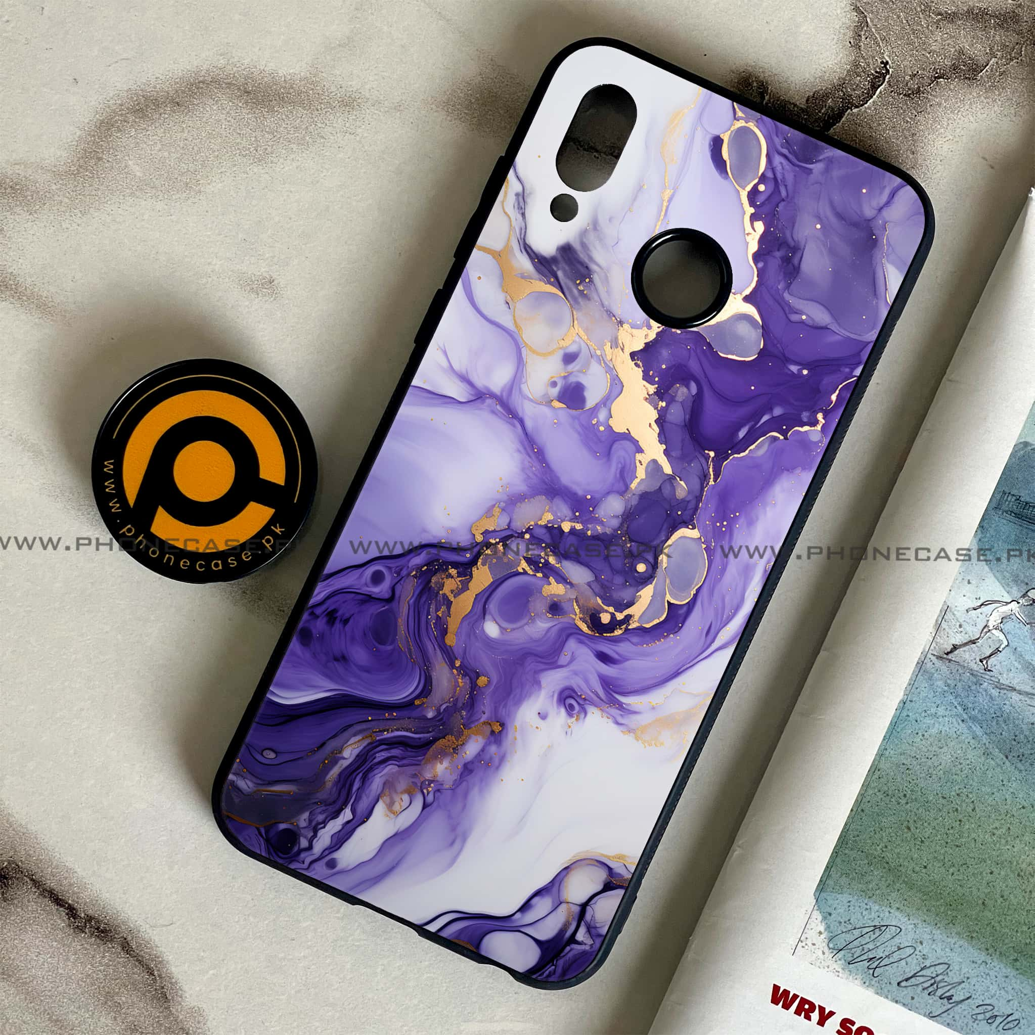 Huawei Honor Play - Liquid Marble 2.0 Series - Premium Printed Glass soft Bumper shock Proof Case