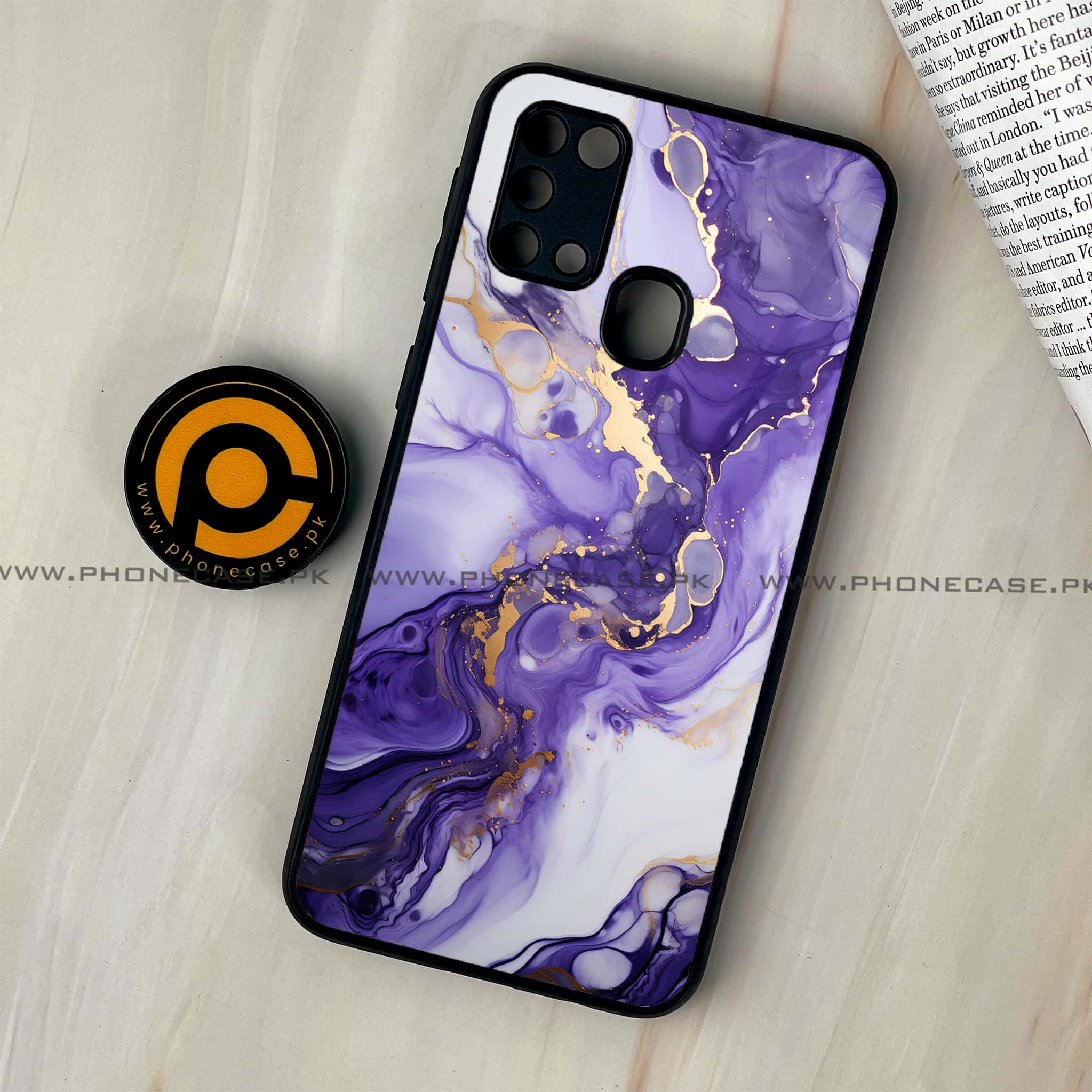 Galaxy M31 - Liquid Marble 2.0 Series - Premium Printed Glass soft Bumper shock Proof Case