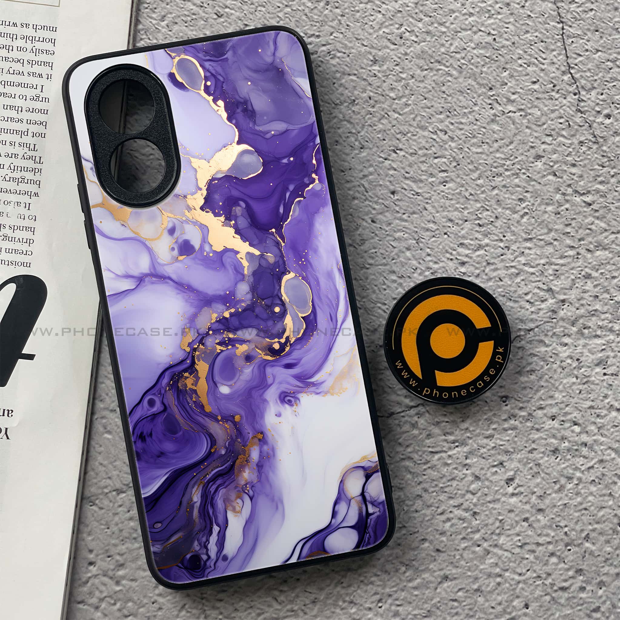 Oppo A18 4G - Liquid Marble 2.0 Series - Premium Printed Glass soft Bumper shock Proof Case