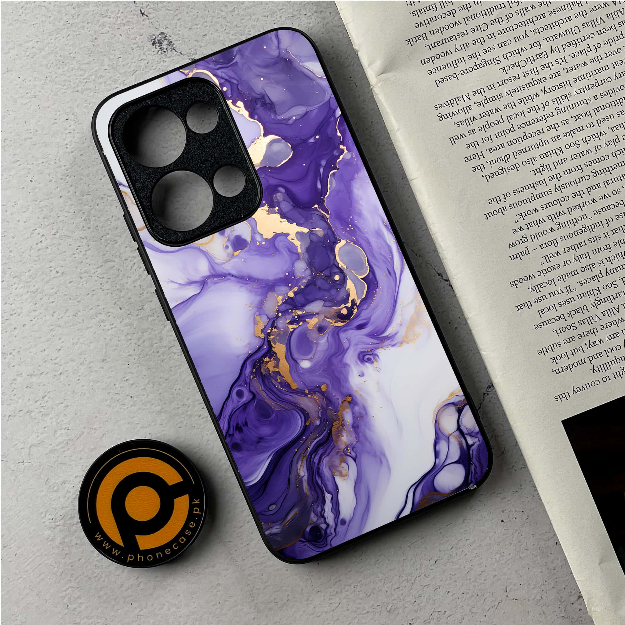 Oppo Reno 13 - Liquid Marble 2.0 Series - Premium Metal Printed Soft Bumper Shockproof Case