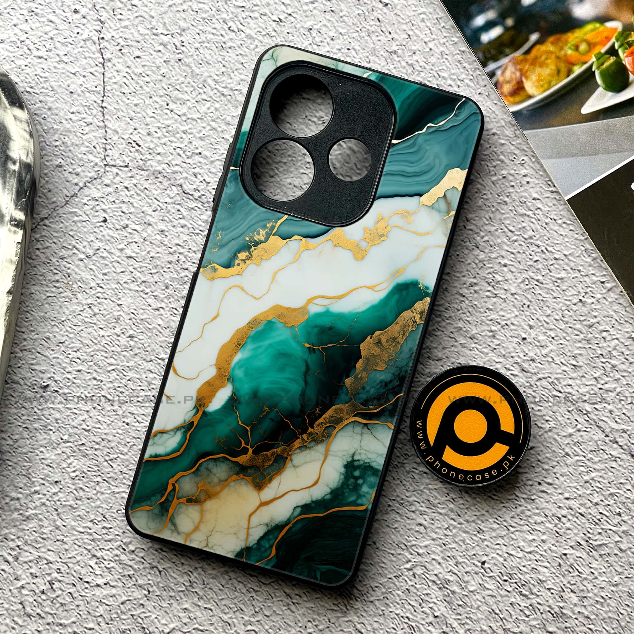 Oppo A5 Pro - Liquid Marble 2.0 Series - Premium Metal Printed soft Bumper shock Proof Case