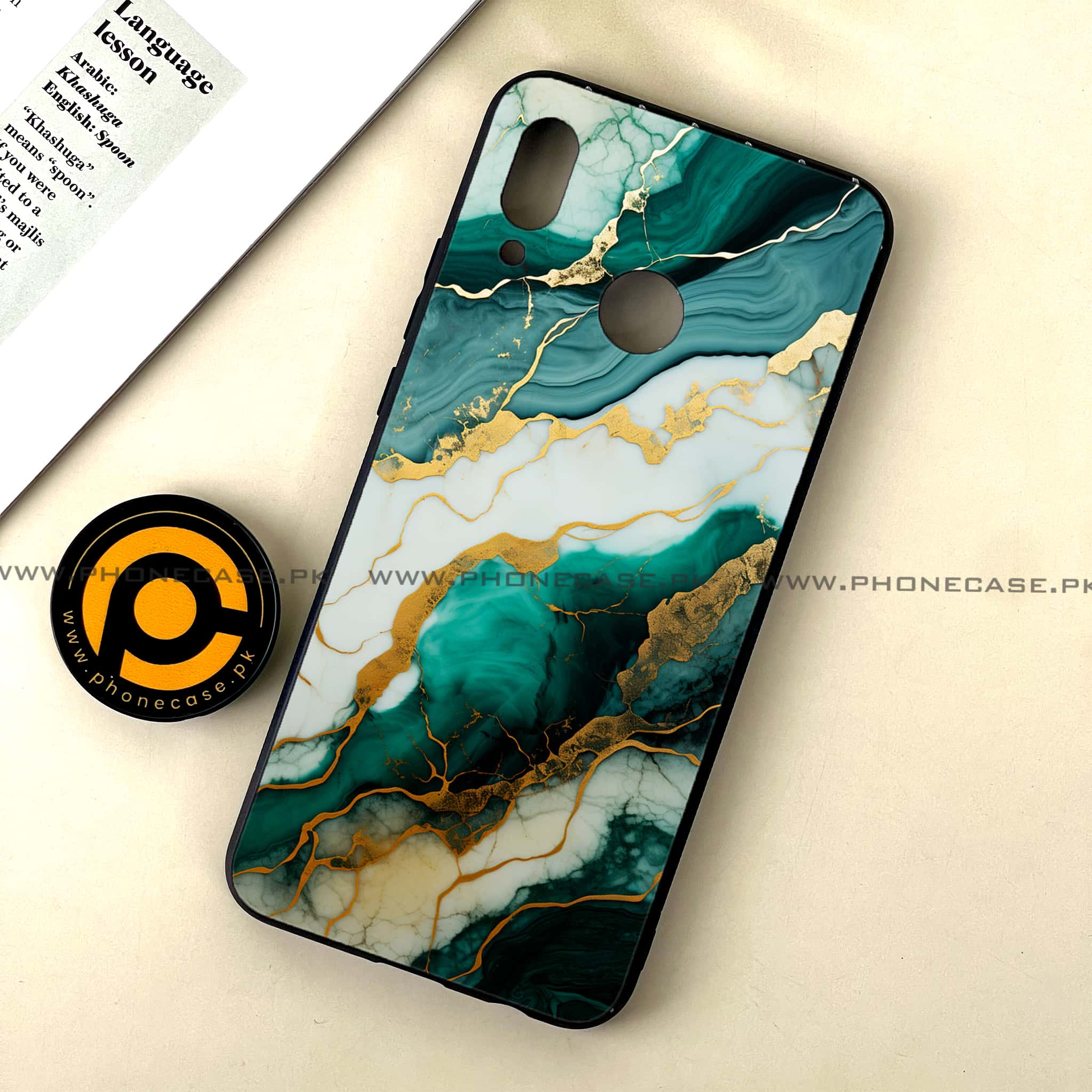 Huawei Nova 3 - Liquid Marble 2.0 Series - Premium Printed Glass soft Bumper shock Proof Case