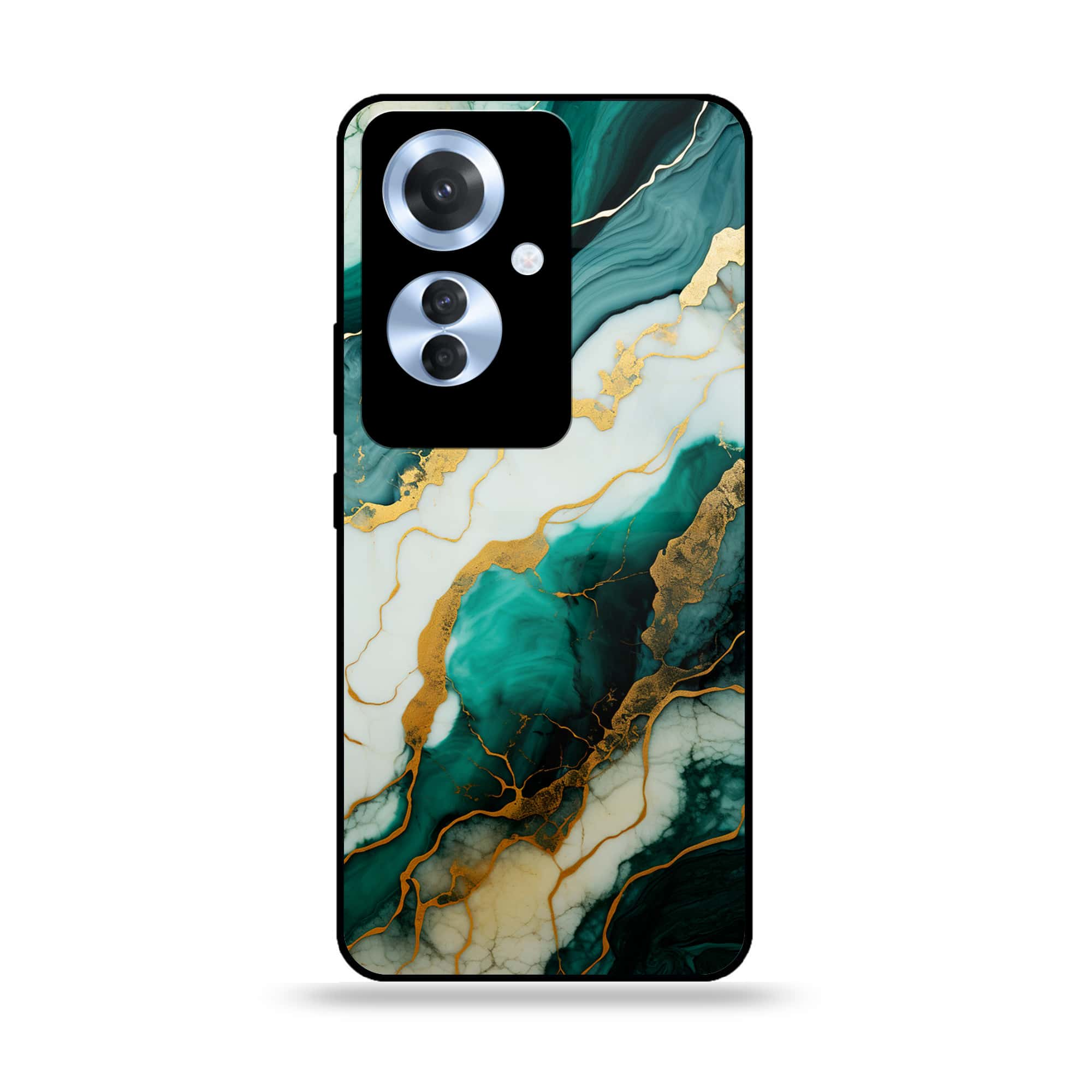 Oppo Reno 11F - Liquid Marble 2.0 Series - Premium Printed Glass soft Bumper shock Proof Case