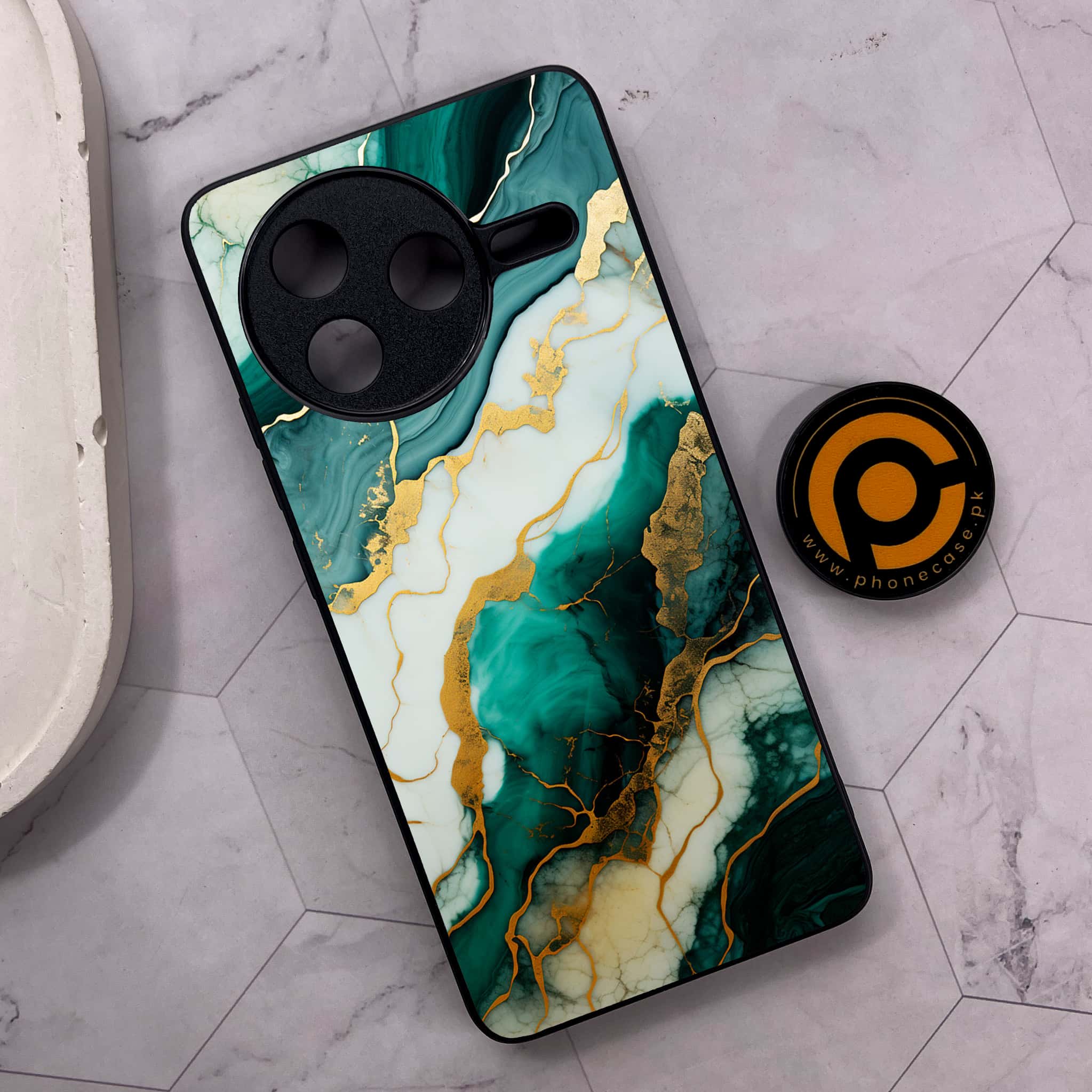Xiaomi Poco F7 Pro 5G - Liquid Marble 2.0 Series - Premium Metal Printed soft Bumper shock Proof Case
