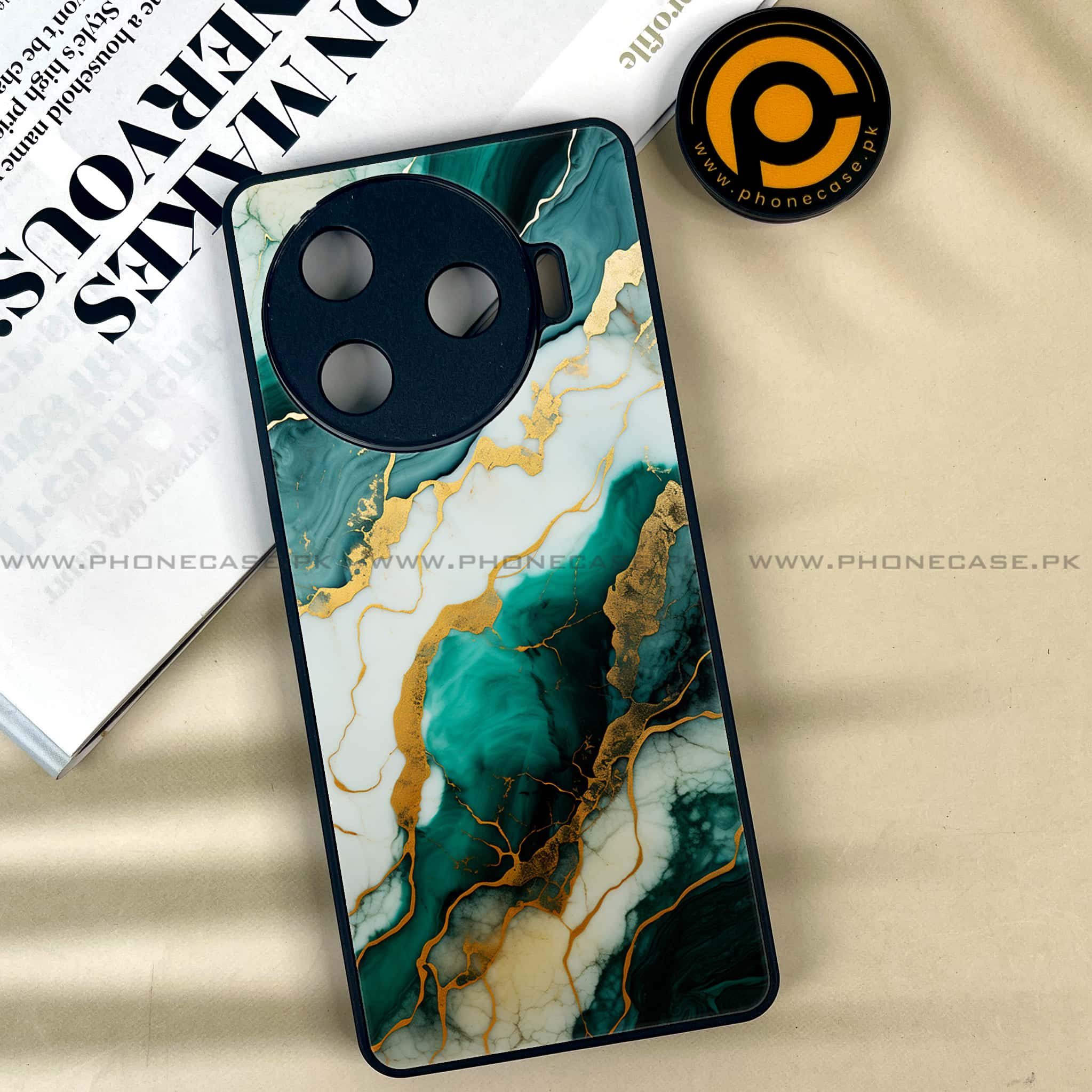 Tecno Camon 30 Pro - Liquid Marble 2.0 Series - Premium Printed Glass soft Bumper shock Proof Case