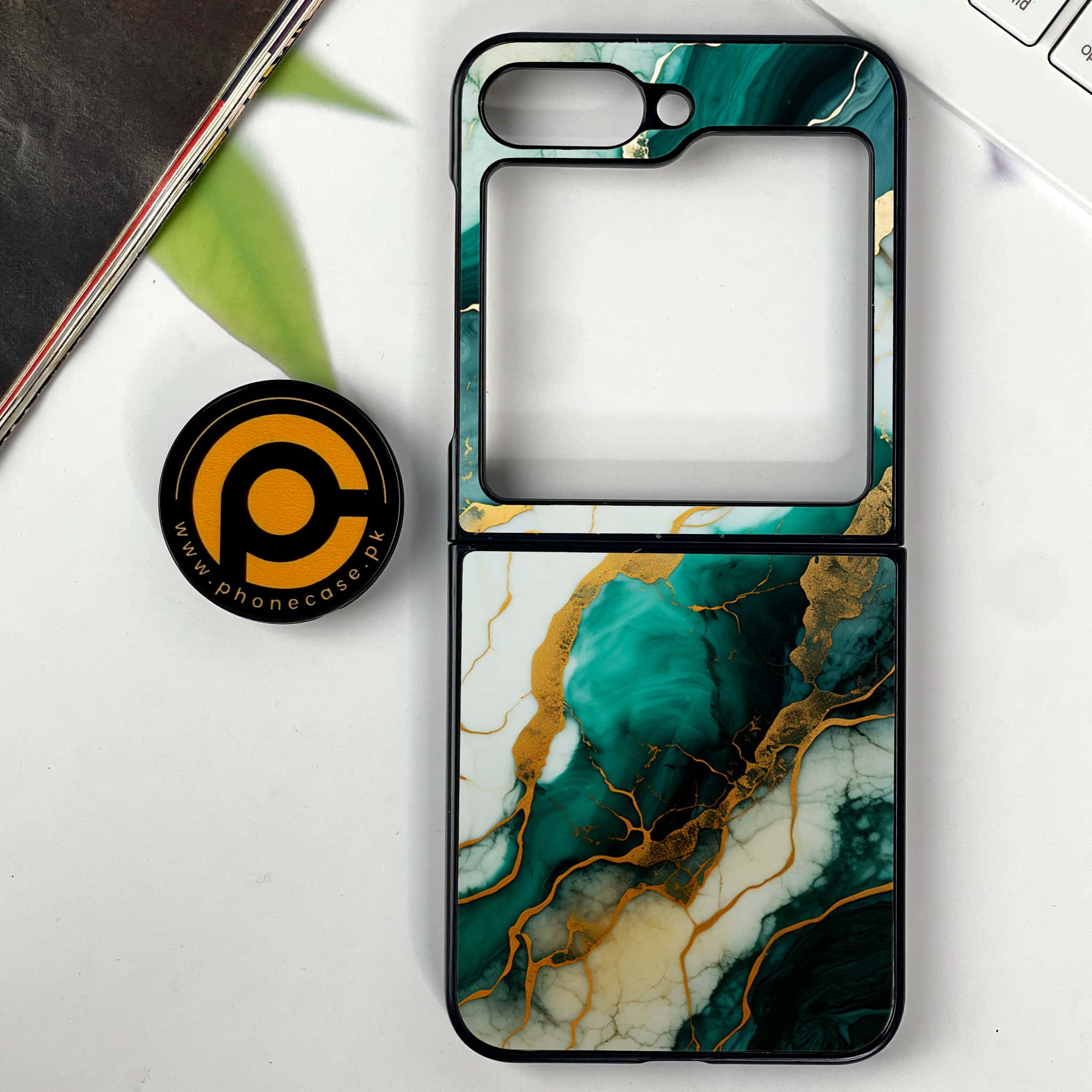 Galaxy Z Flip 6 - Liquid Marble 2.0 Series - Premium Printed Glass soft Bumper shock Proof Case