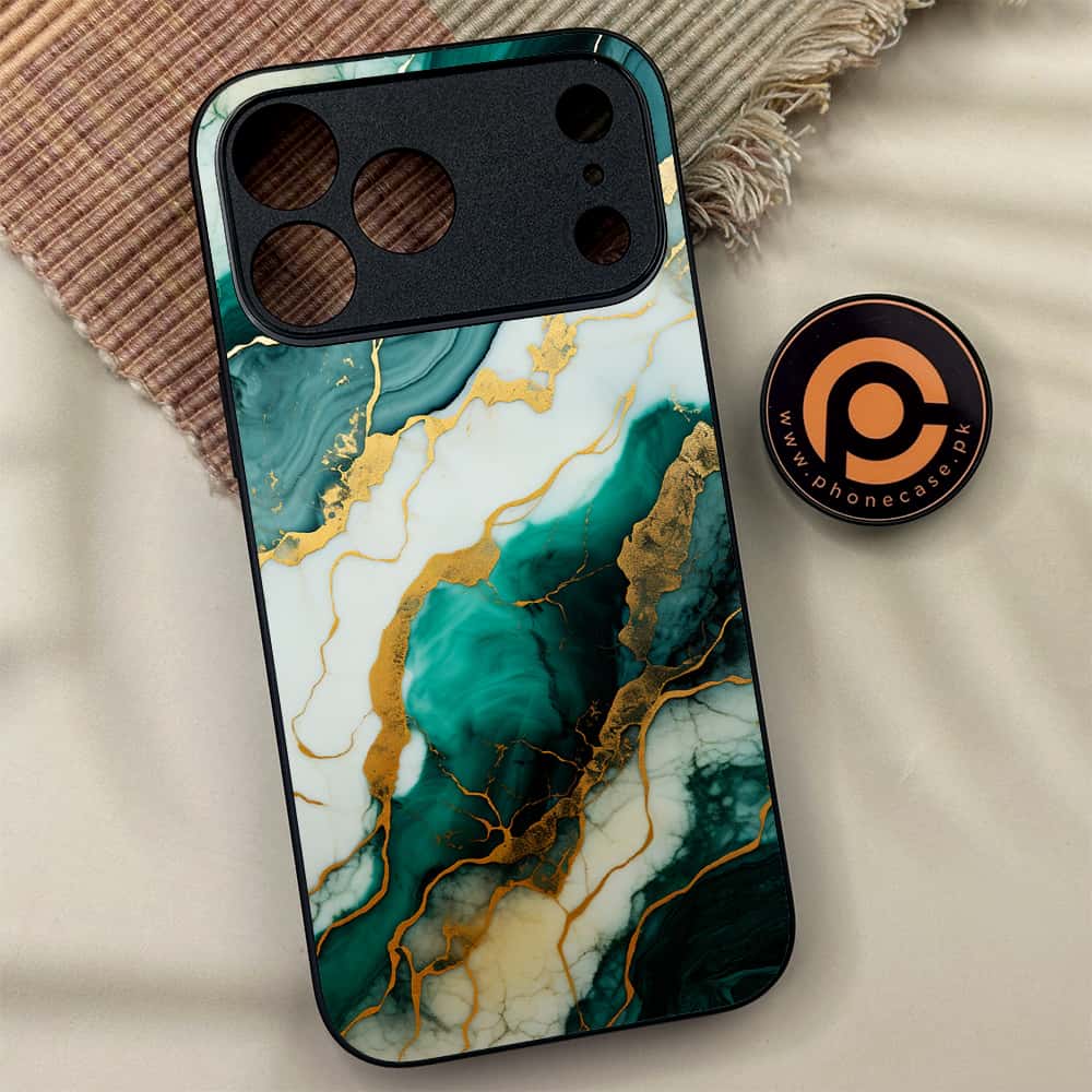 iPhone 17 Pro Max - Liquid Marble 2.0 Series - Premium Metal Printed soft Bumper shock Proof Case