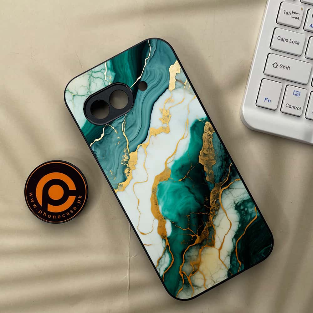 Google Pixel 9a - Liquid Marble 2.0 Series - Premium Metal Printed soft Bumper Shock Proof Case