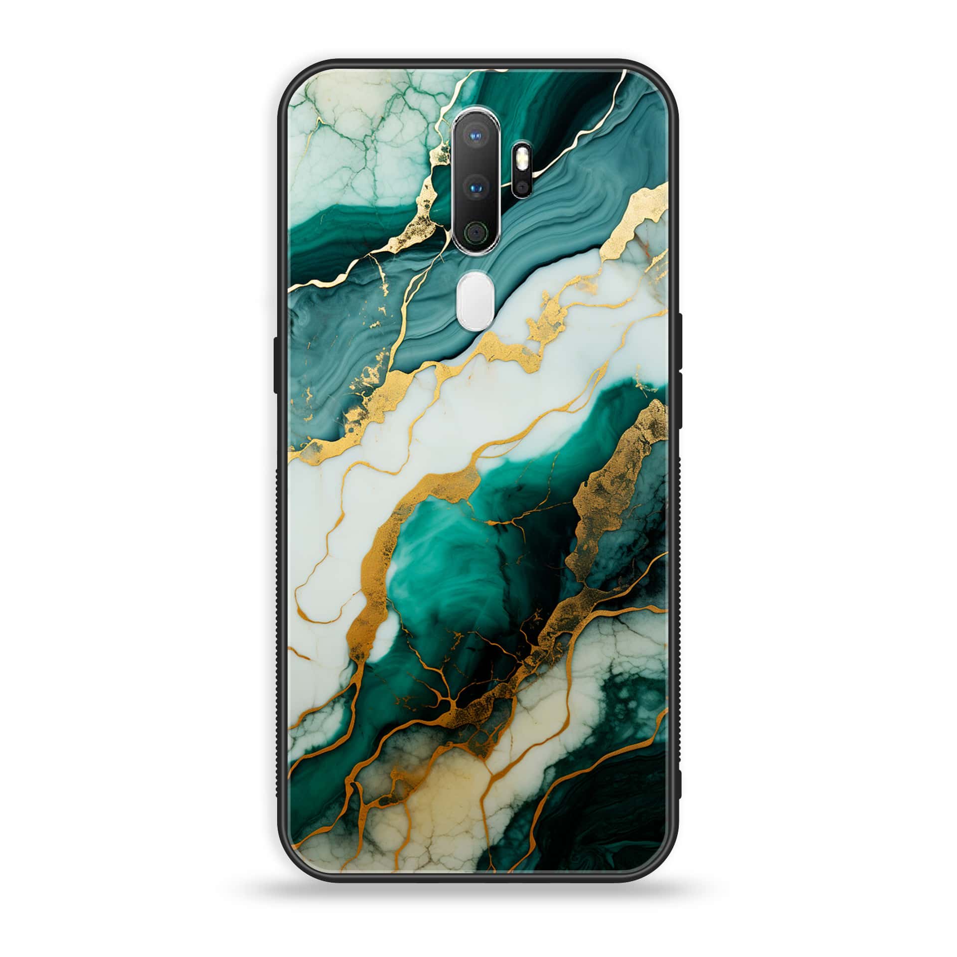Oppo A5 2020 - Liquid Marble 2.0 Series - Premium Printed Glass soft Bumper shock Proof Case