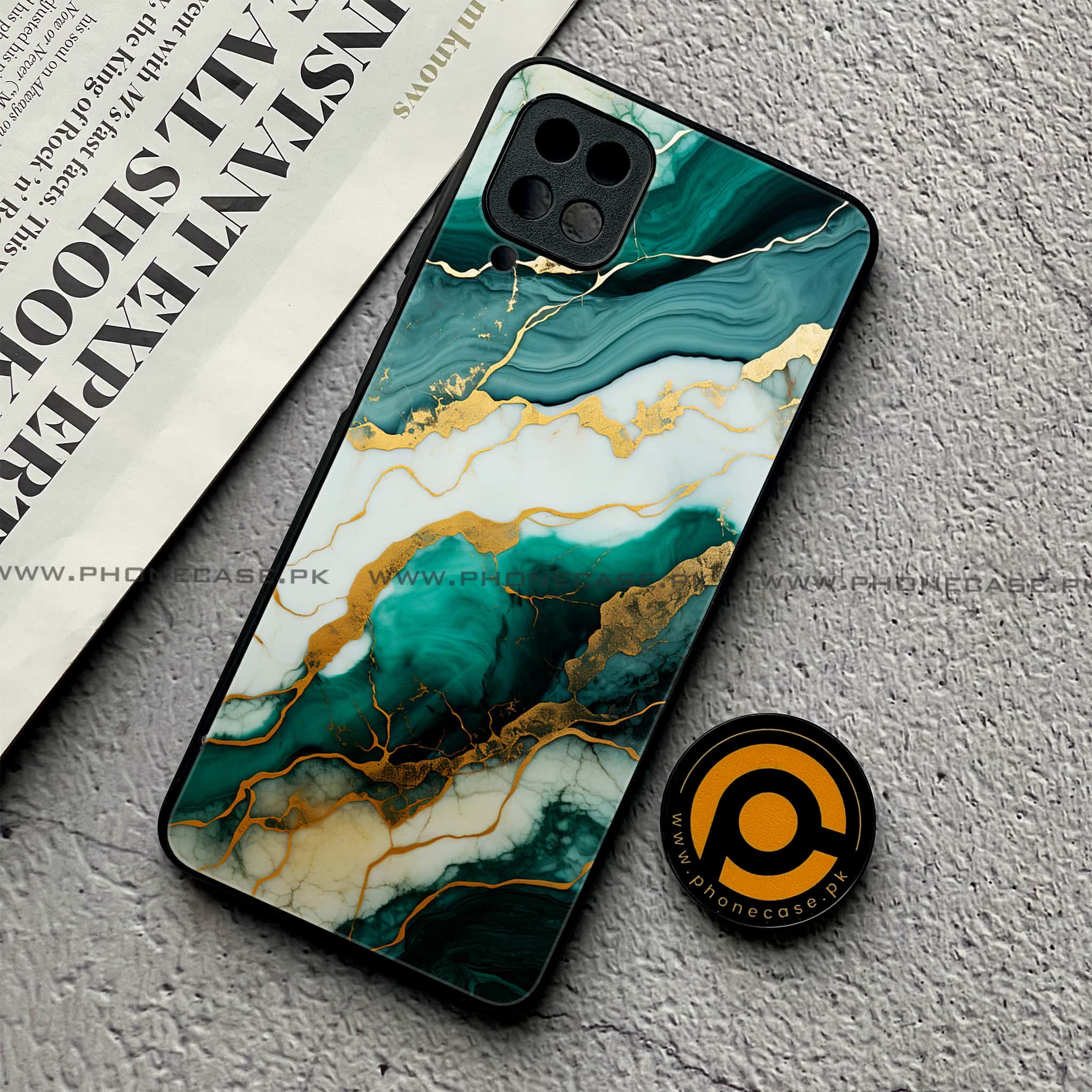 Samsung Galaxy A12 / A12 Nacho - Liquid Marble 2.0 Series - Premium Printed Glass soft Bumper shock Proof Case