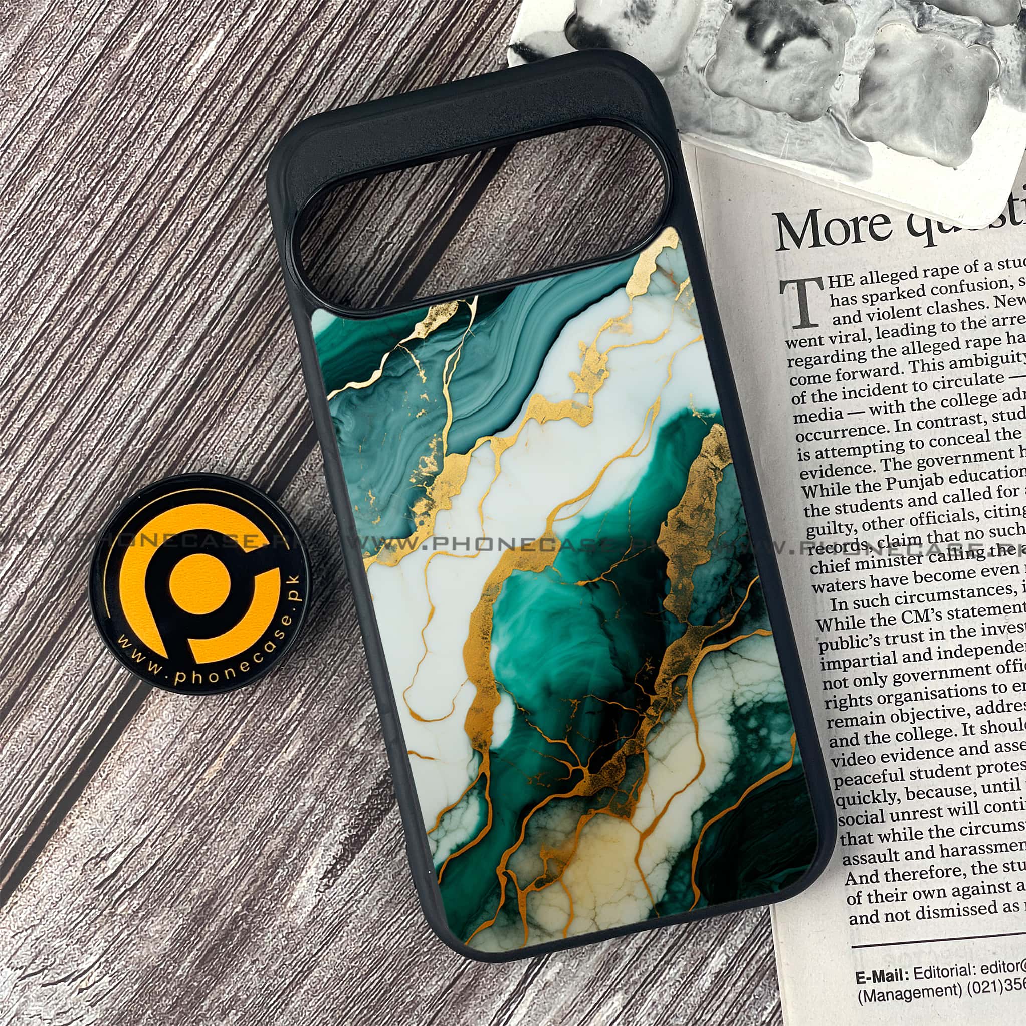Google Pixel 9 - Liquid Marble 2.0 Series - Premium Metal Printed soft Bumper Shock Proof Case