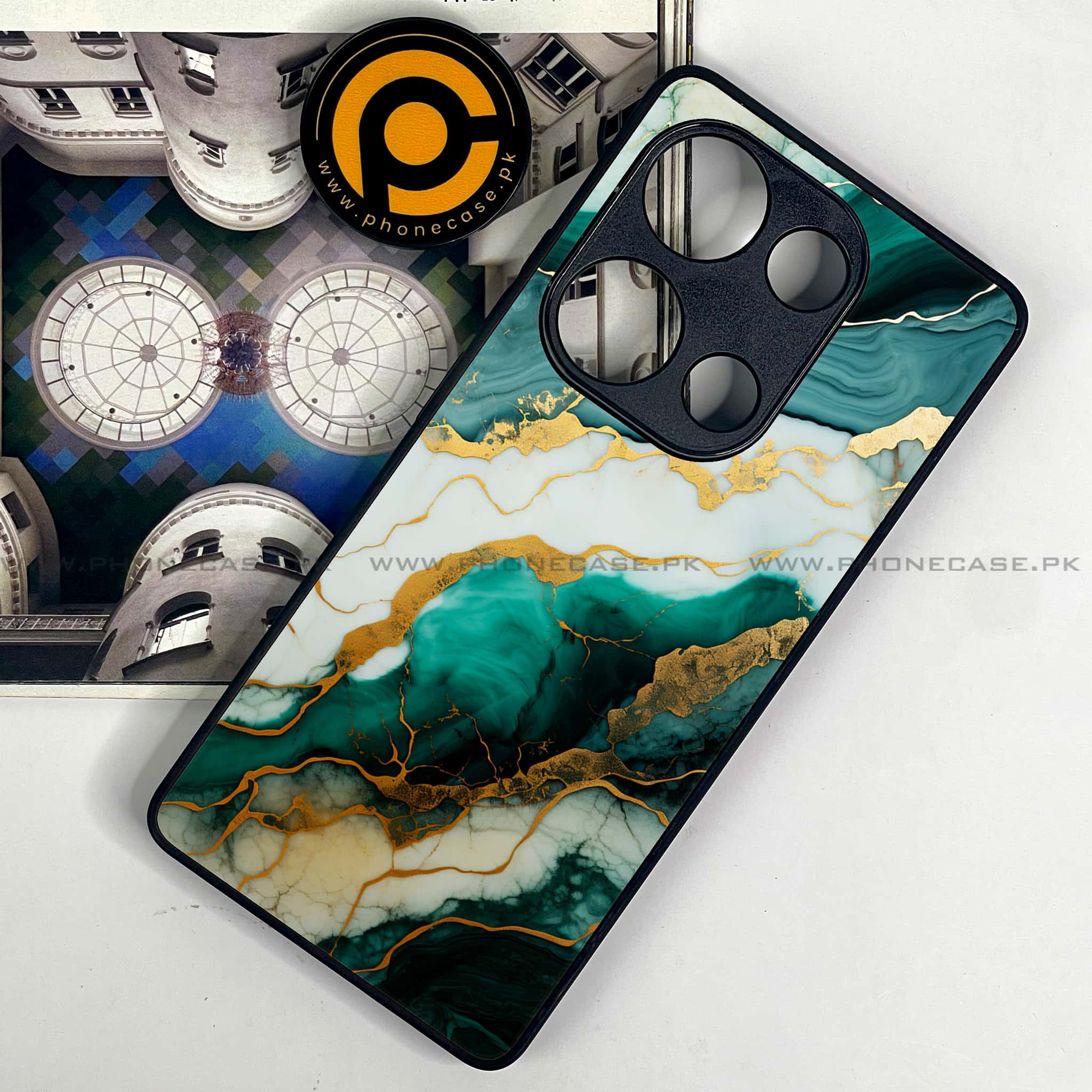 Redmi Note 13 Pro 4G - Liquid Marble 2.0 Series - Premium Metal Printed soft Bumper shock Proof Case