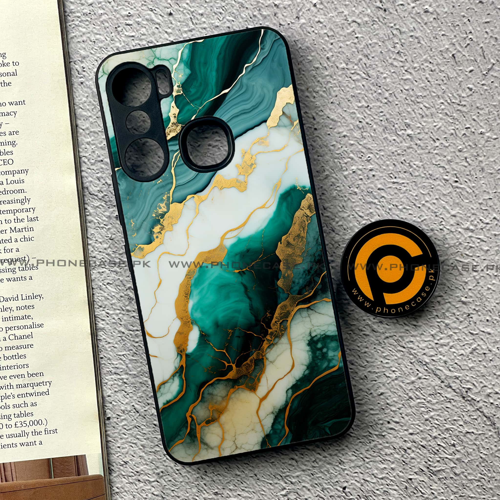 Infinix Hot 12 Pro - Liquid Marble 2.0 Series - Premium Printed Glass soft Bumper shock Proof Case