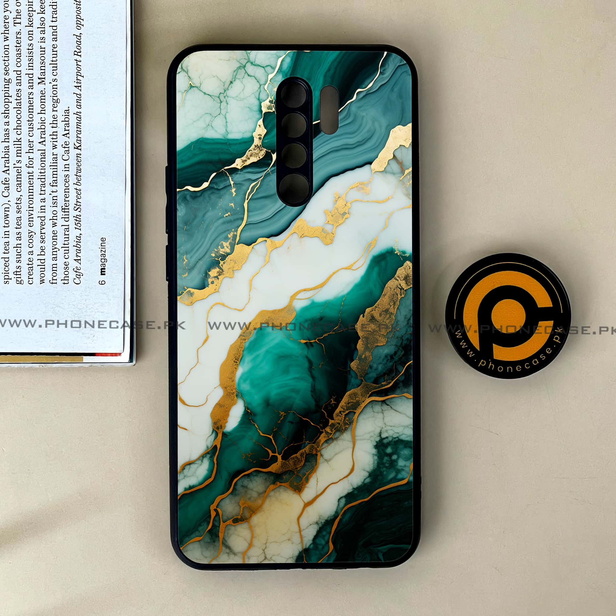 Xiaomi Redmi 9 - Liquid Marble 2.0 Series - Premium Printed Glass soft Bumper shock Proof Case