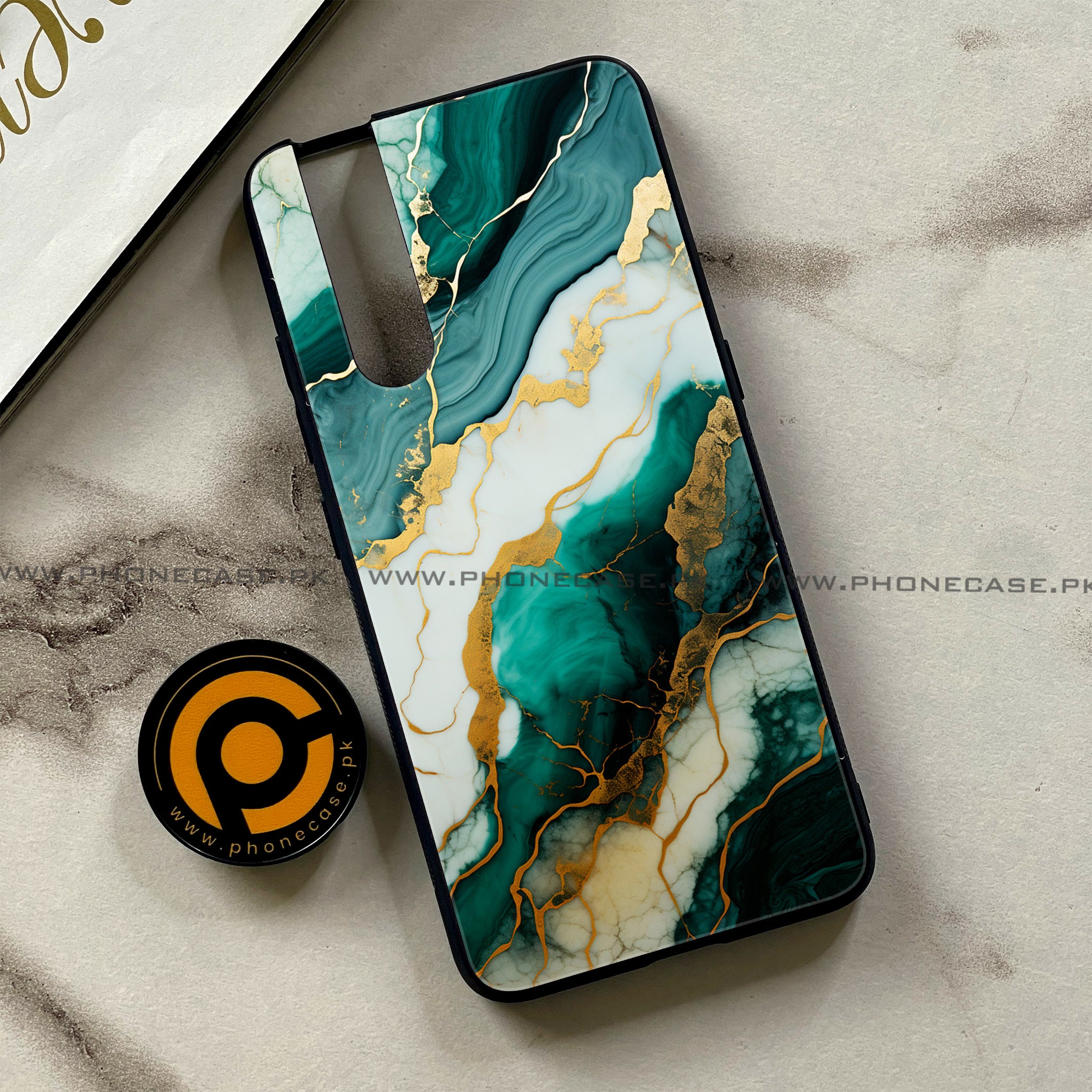 Vivo V15 Pro - Liquid Marble 2.0 Series - Premium Printed Glass soft Bumper shock Proof Case