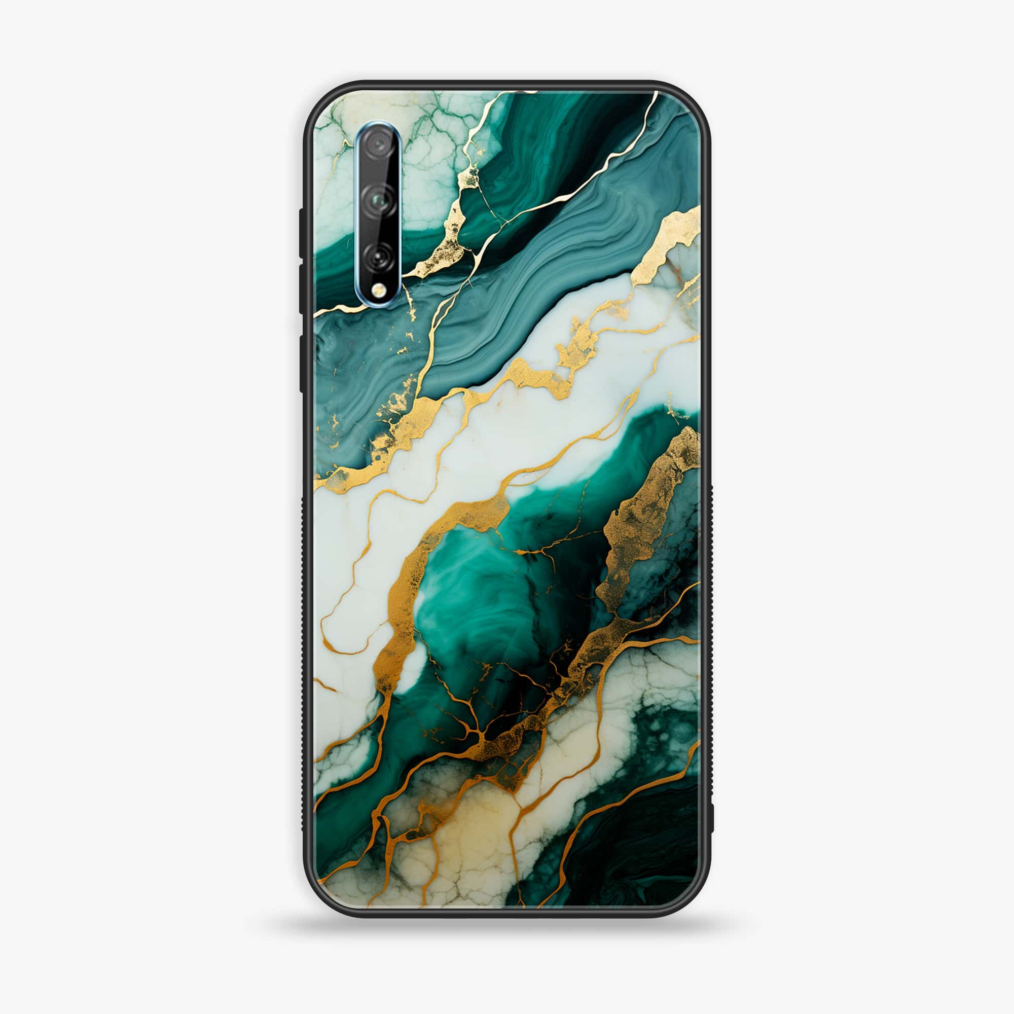 Huawei Y8p - Liquid Marble 2.0 Series - Premium Printed Glass soft Bumper shock Proof Case