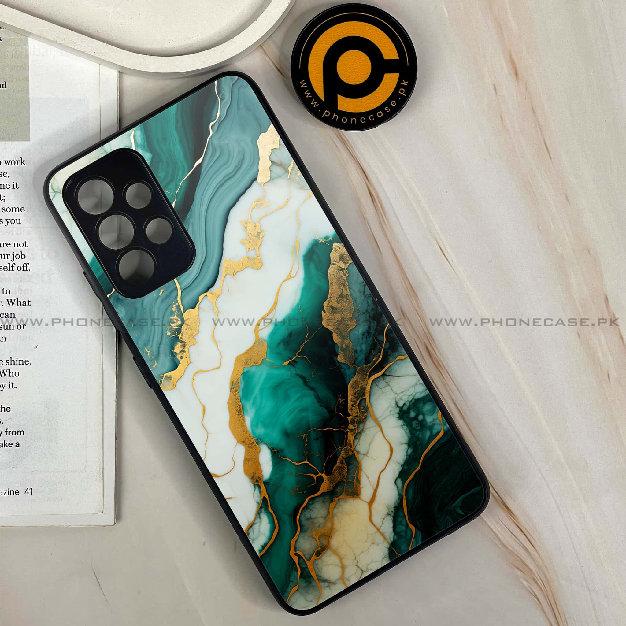 Galaxy A32 - Liquid Marble 2.0 Series - Premium Printed Glass soft Bumper shock Proof Case