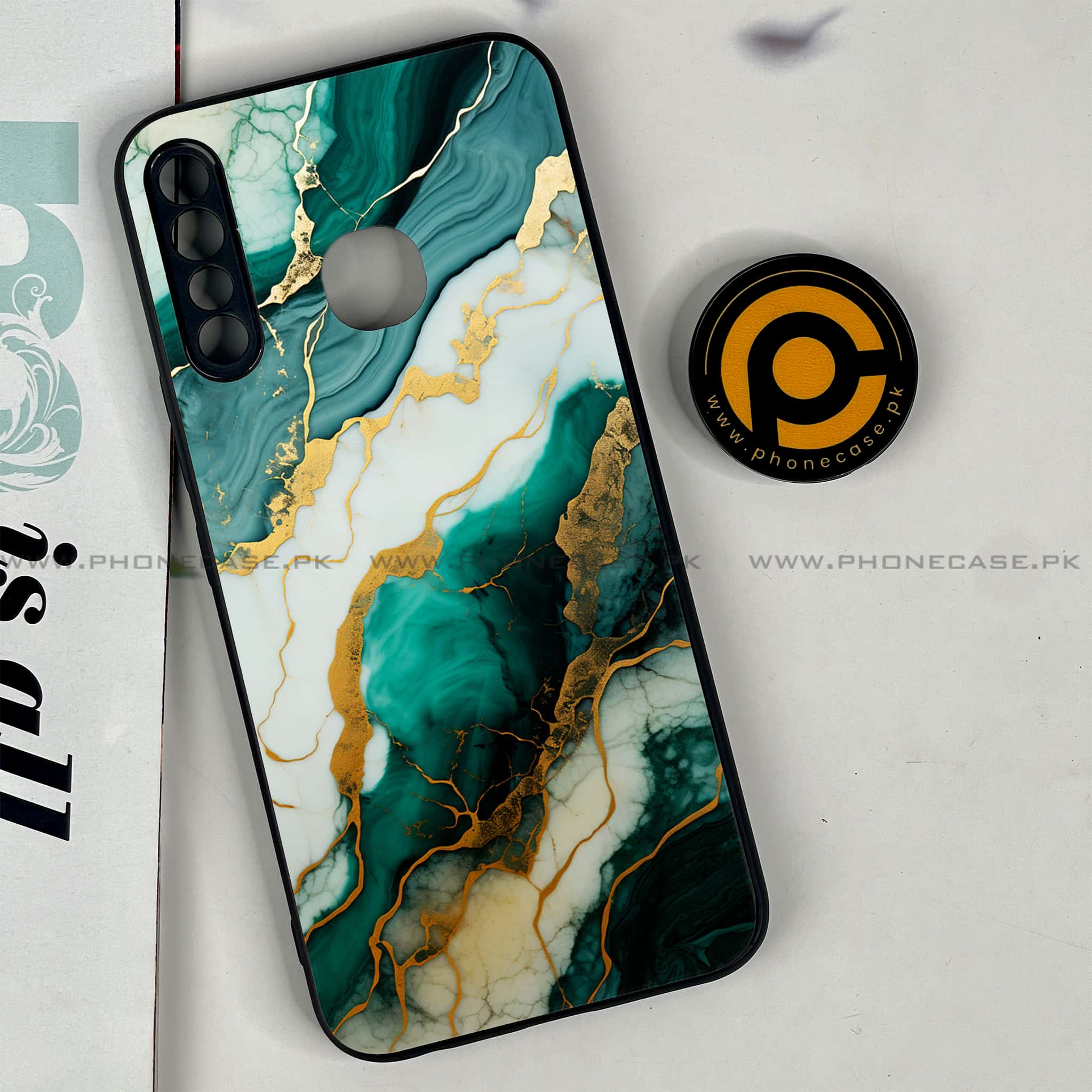 Infinix Hot 8 Lite - Liquid Marble 2.0 Series - Premium Printed Glass soft Bumper shock Proof Case