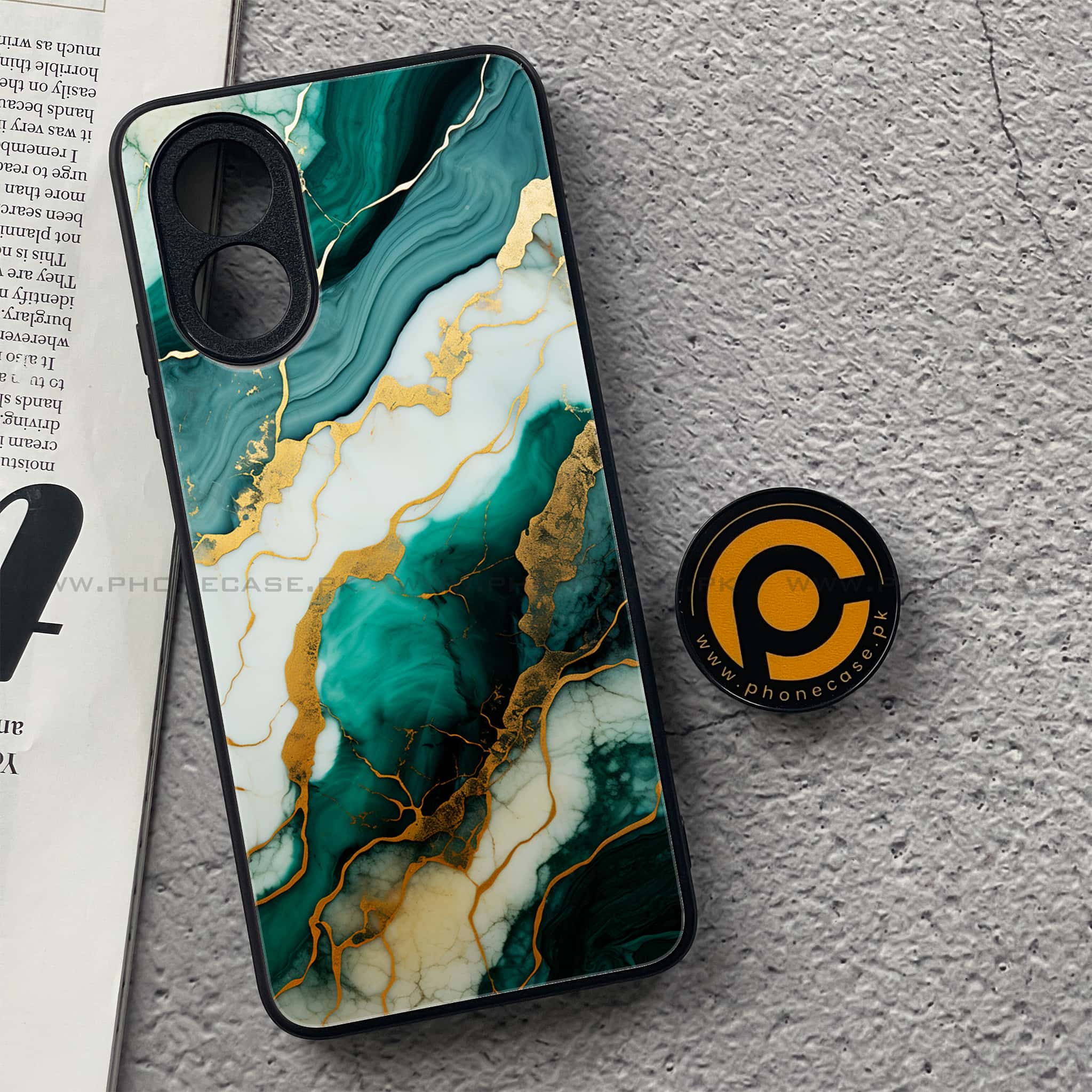 Oppo A38 4G - Liquid Marble 2.0 Series - Premium Printed Metal soft Bumper shock Proof Case