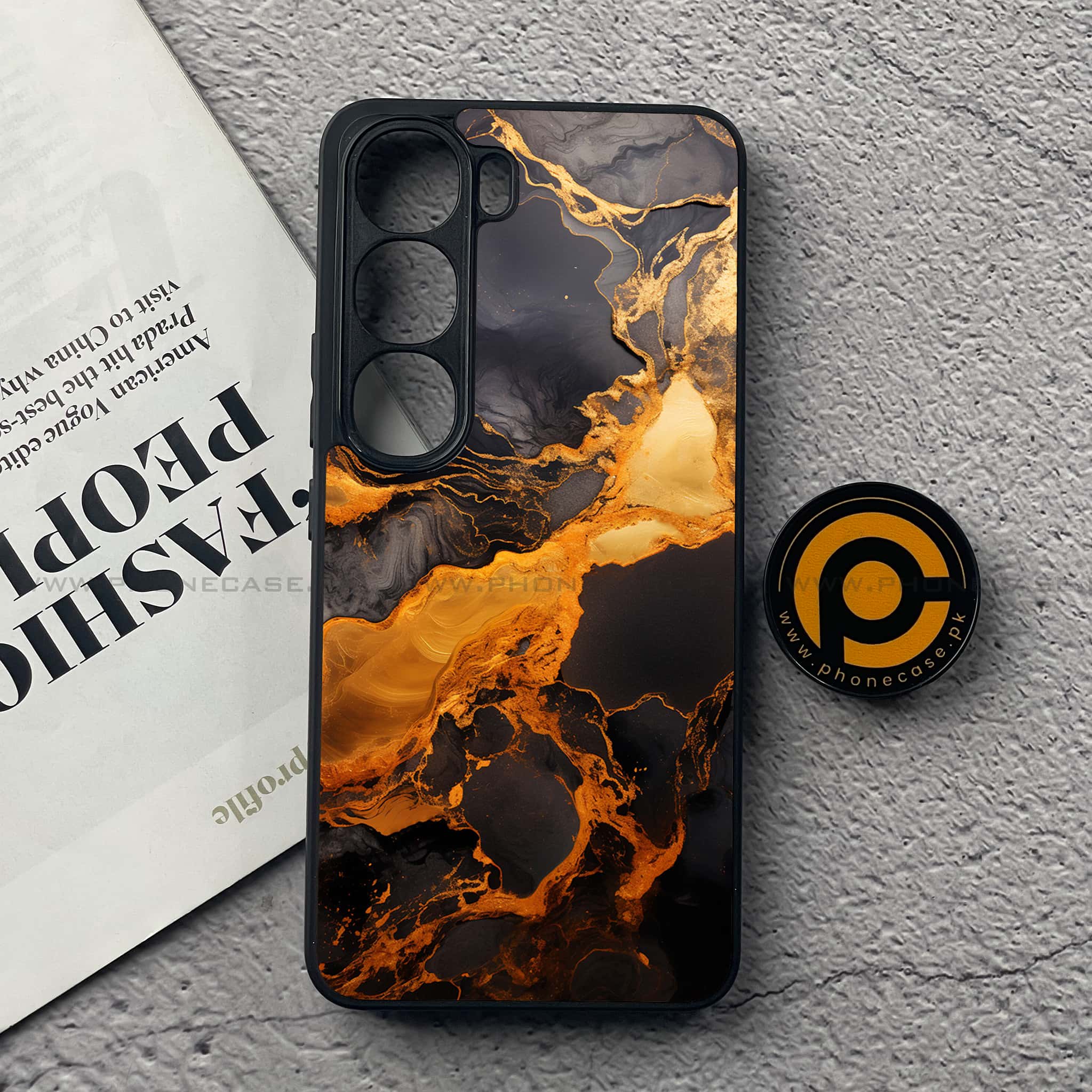 Vivo V40 Lite (IDN) - Liquid Marble 2.0 Series - Premium Metal Printed soft Bumper Shock Proof Case