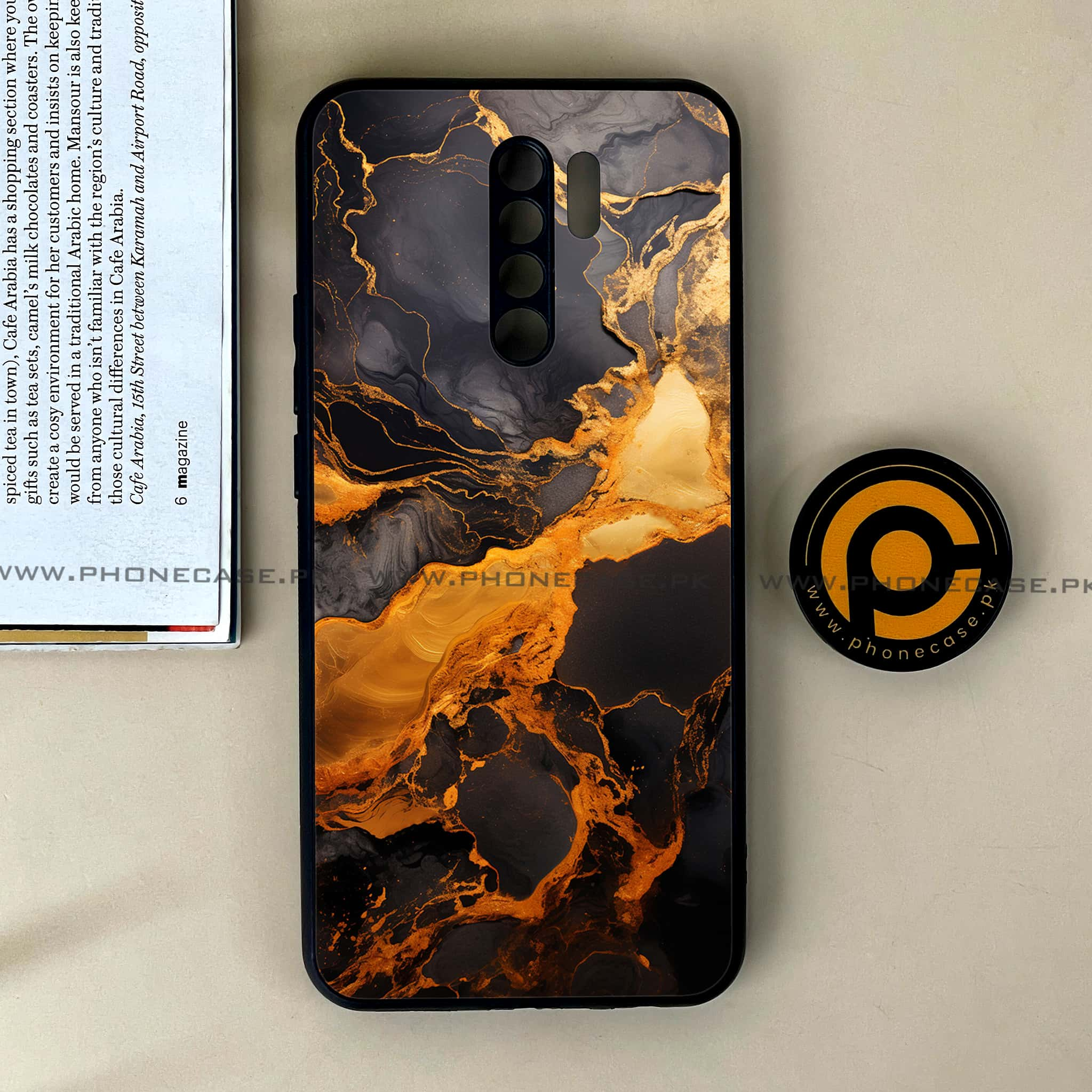 Xiaomi Redmi 9 - Liquid Marble 2.0 Series - Premium Printed Glass soft Bumper shock Proof Case