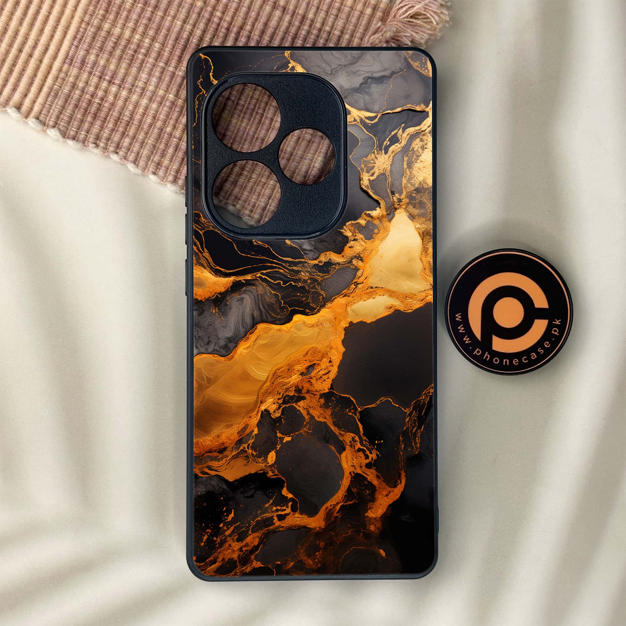 Realme GT 6 - Liquid Marble 2.0 Series - Premium Metal Printed soft Bumper shock Proof Case