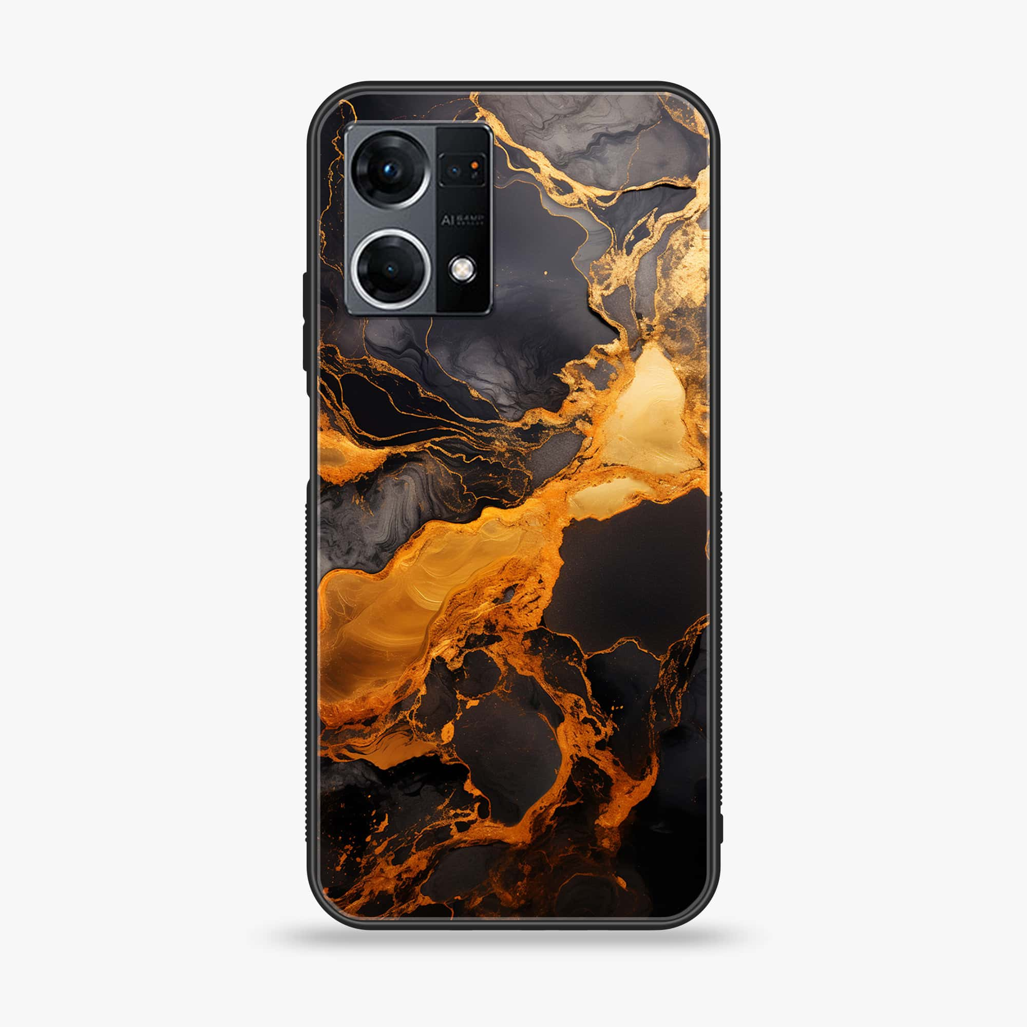 Oppo Reno 7 - Liquid Marble 2.0 Series - Premium Printed Glass soft Bumper shock Proof Case