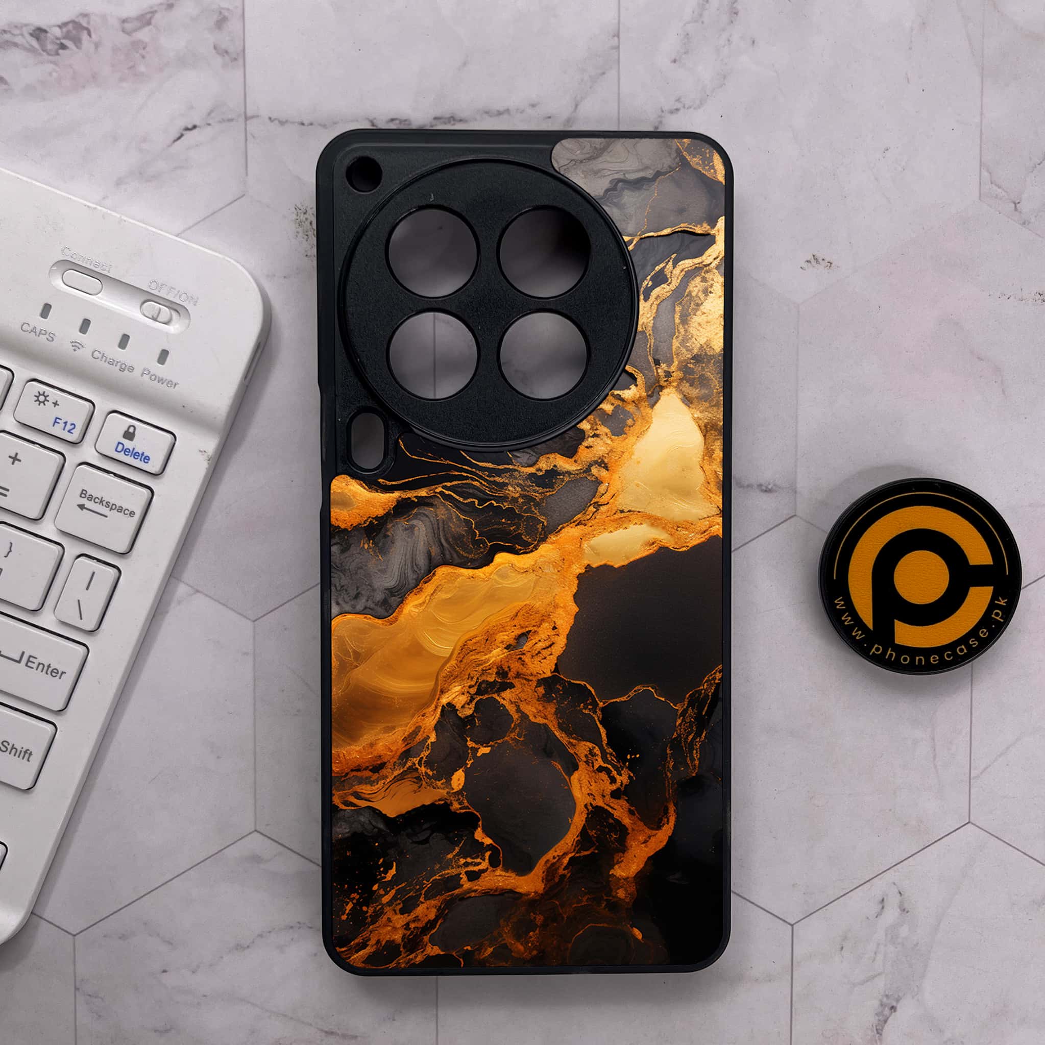 Tecno Camon 30 Premier - Liquid Marble 2.0 Series - Premium Metal Printed soft Bumper shock Proof Case