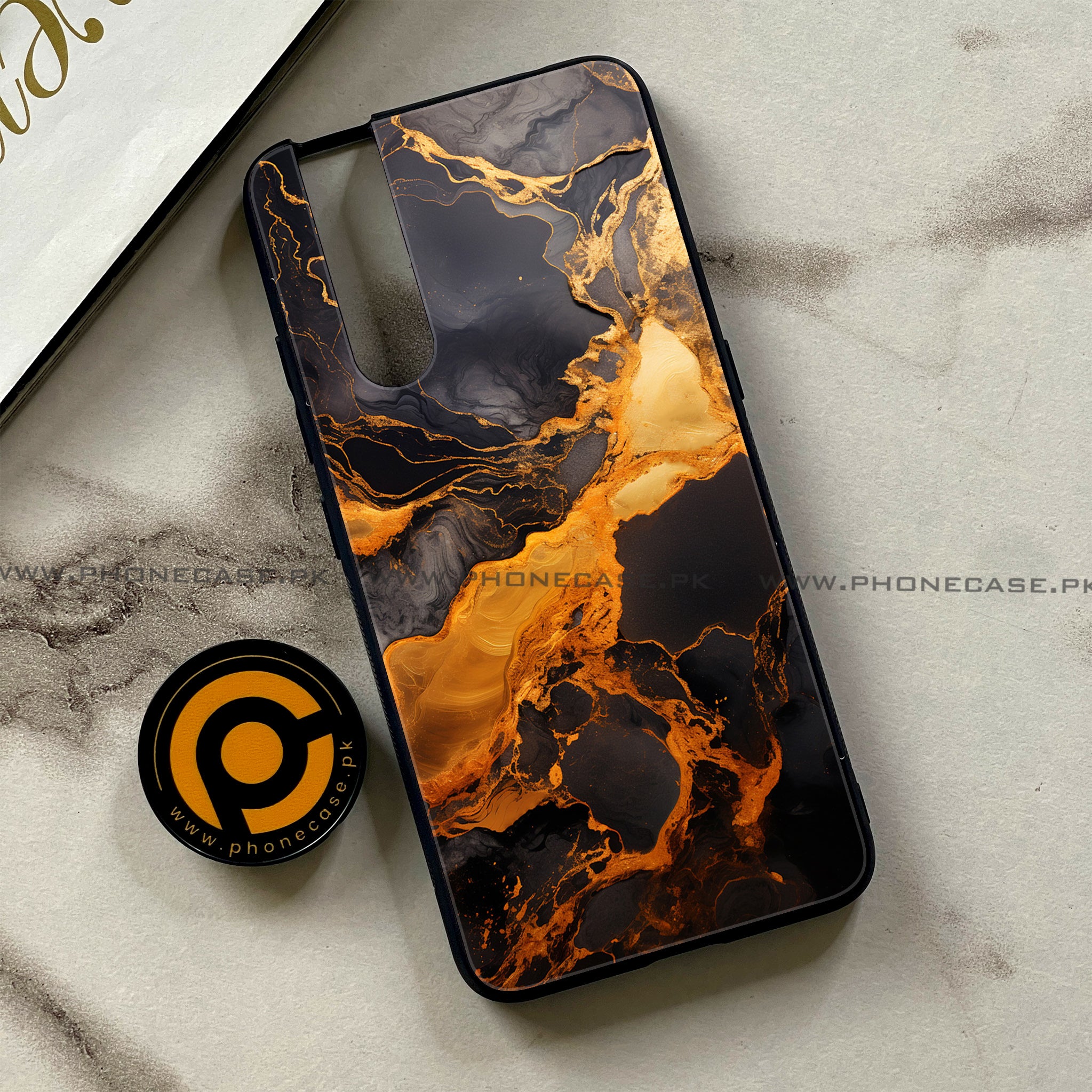 Vivo V15 Pro - Liquid Marble 2.0 Series - Premium Printed Glass soft Bumper shock Proof Case