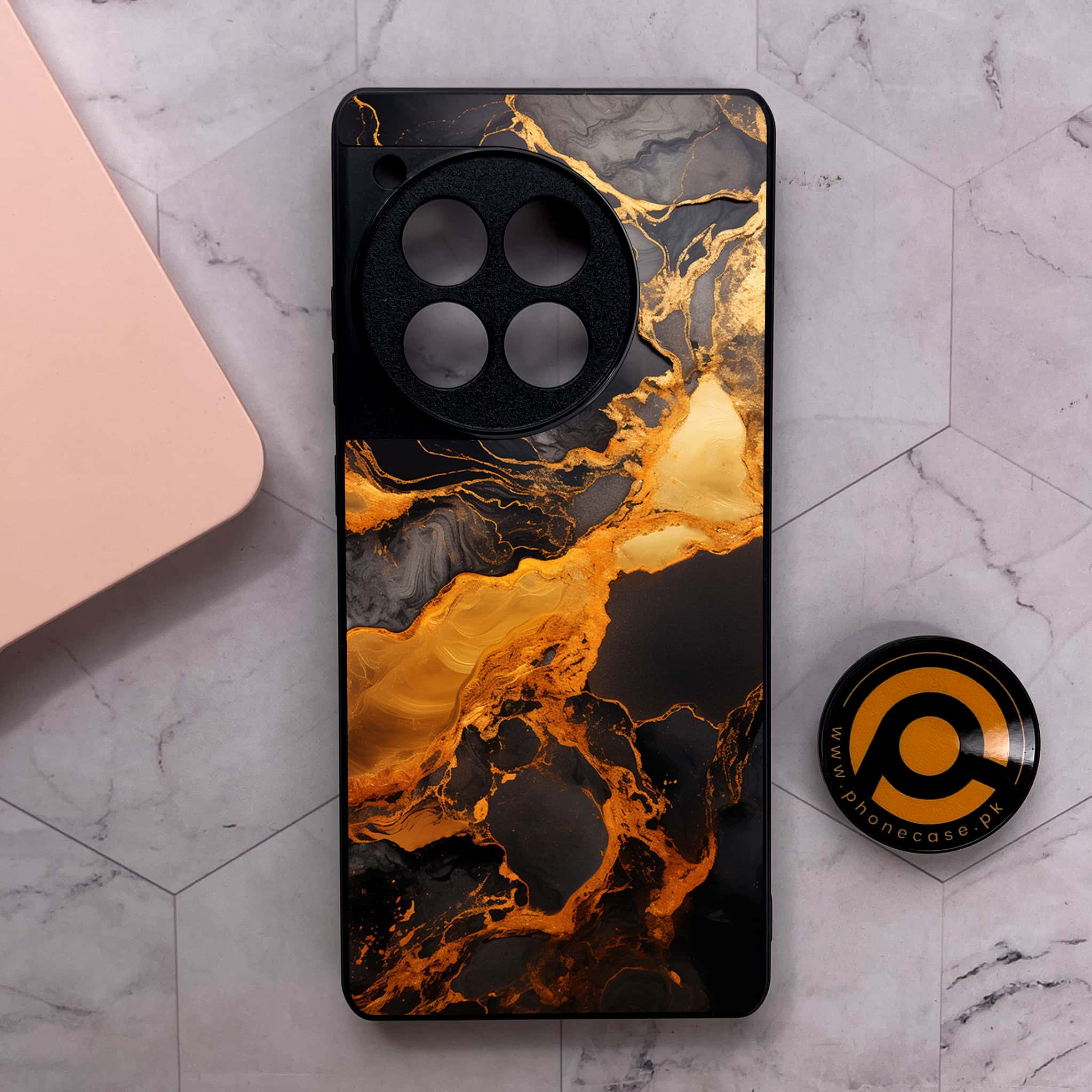 OnePlus 12R - Liquid Marble 2.0 Series - Premium Metal Printed soft Bumper shock Proof Case