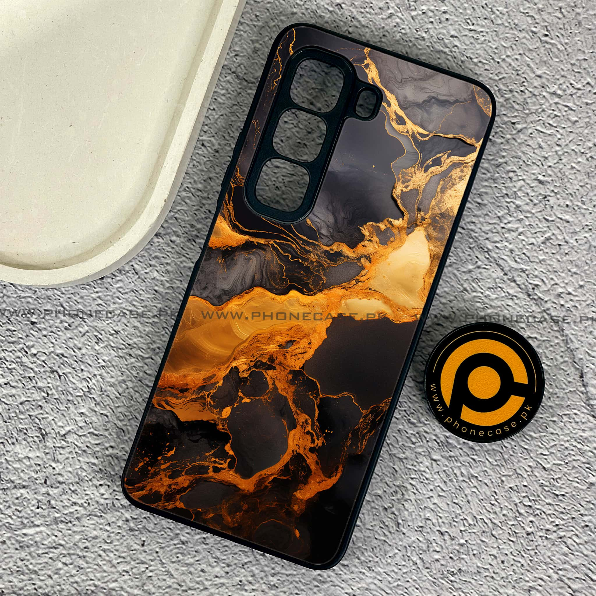 Infinix Hot 50 Pro - Liquid Marble 2.0 Series - Premium Printed Glass soft Bumper shock Proof Case