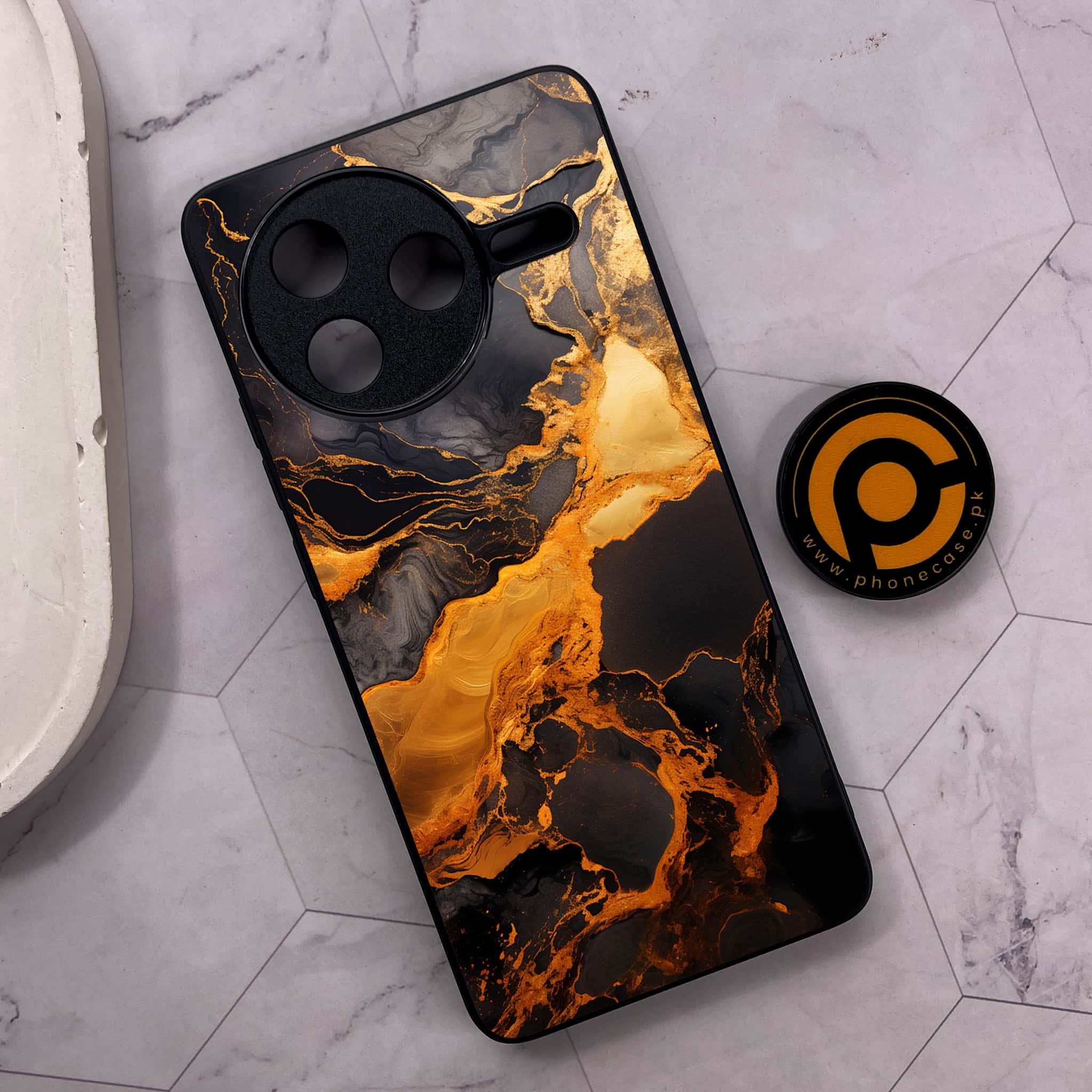 Xiaomi Poco F7 Pro 5G - Liquid Marble 2.0 Series - Premium Metal Printed soft Bumper shock Proof Case