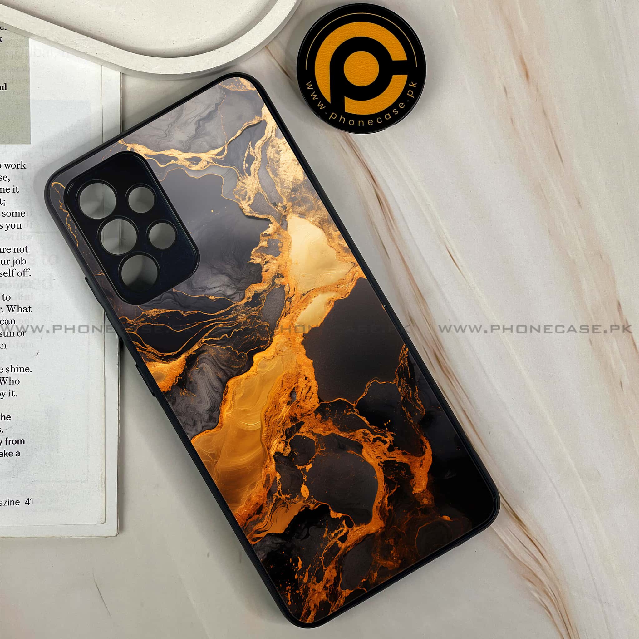 Galaxy A32 - Liquid Marble 2.0 Series - Premium Printed Glass soft Bumper shock Proof Case