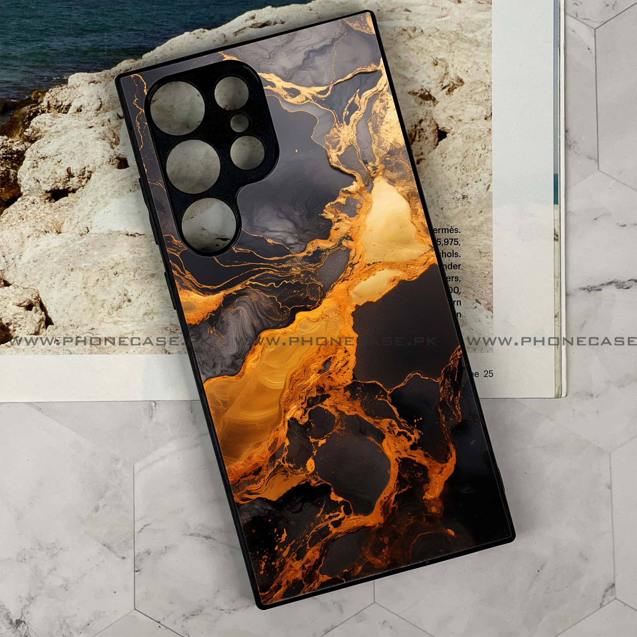 Samsung Galaxy S22 Ultra - Liquid Marble 2.0 Series - Premium Metal Printed soft Bumper shock Proof Case