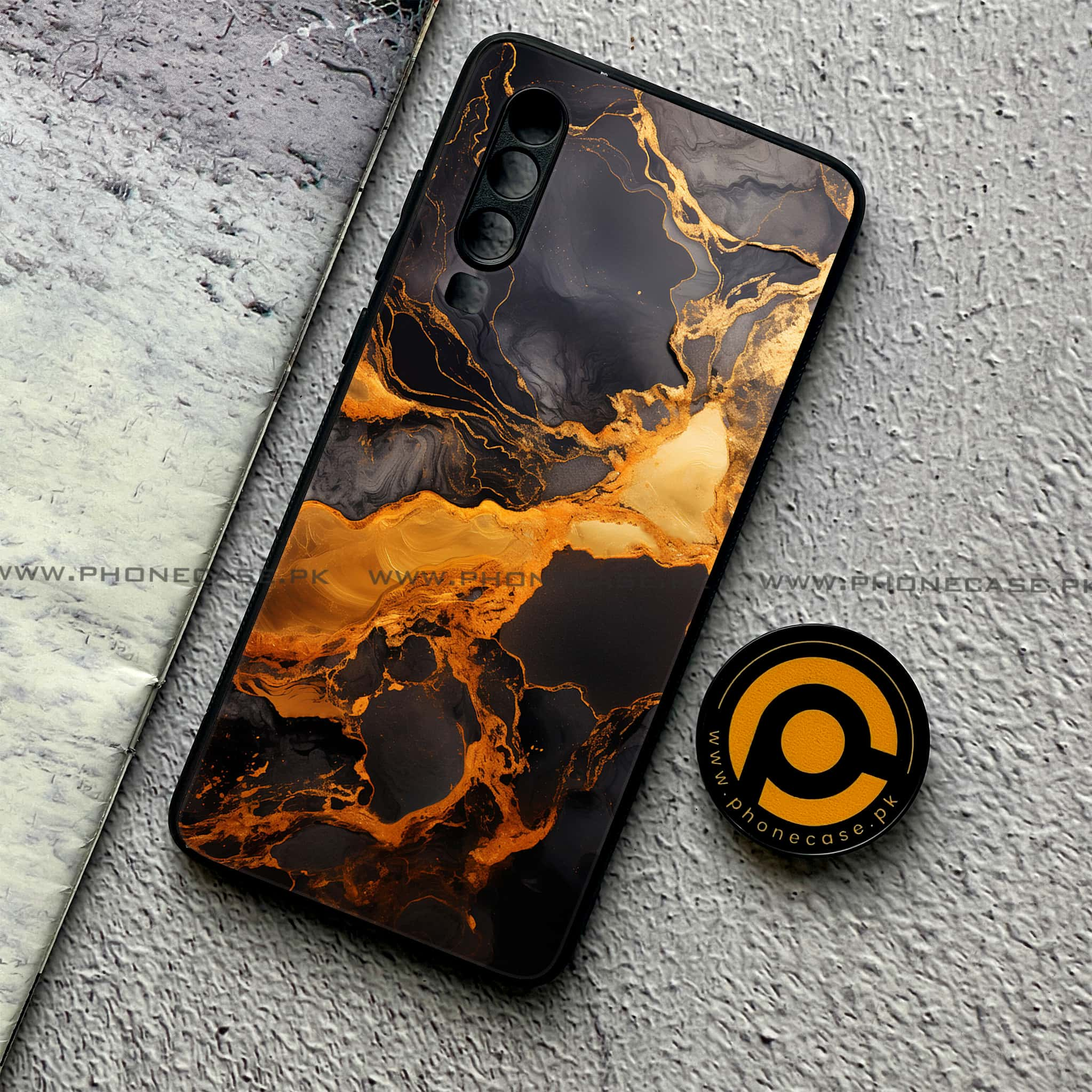 Huawei P30 - Liquid Marble 2.0 Series - Premium Printed Glass soft Bumper shock Proof Case