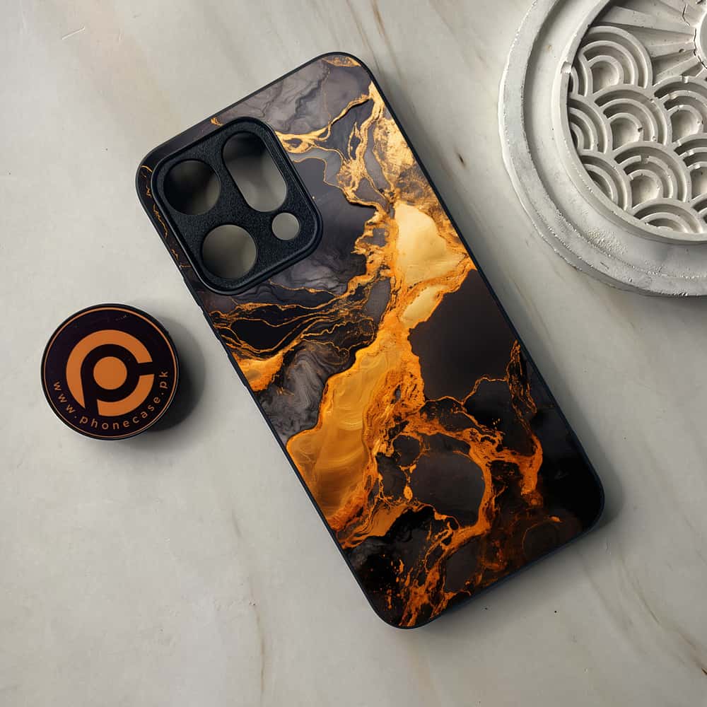 Oppo Reno 14 5G - Liquid Marble 2.0 Series - Premium Metal Printed soft Bumper shock Proof Case