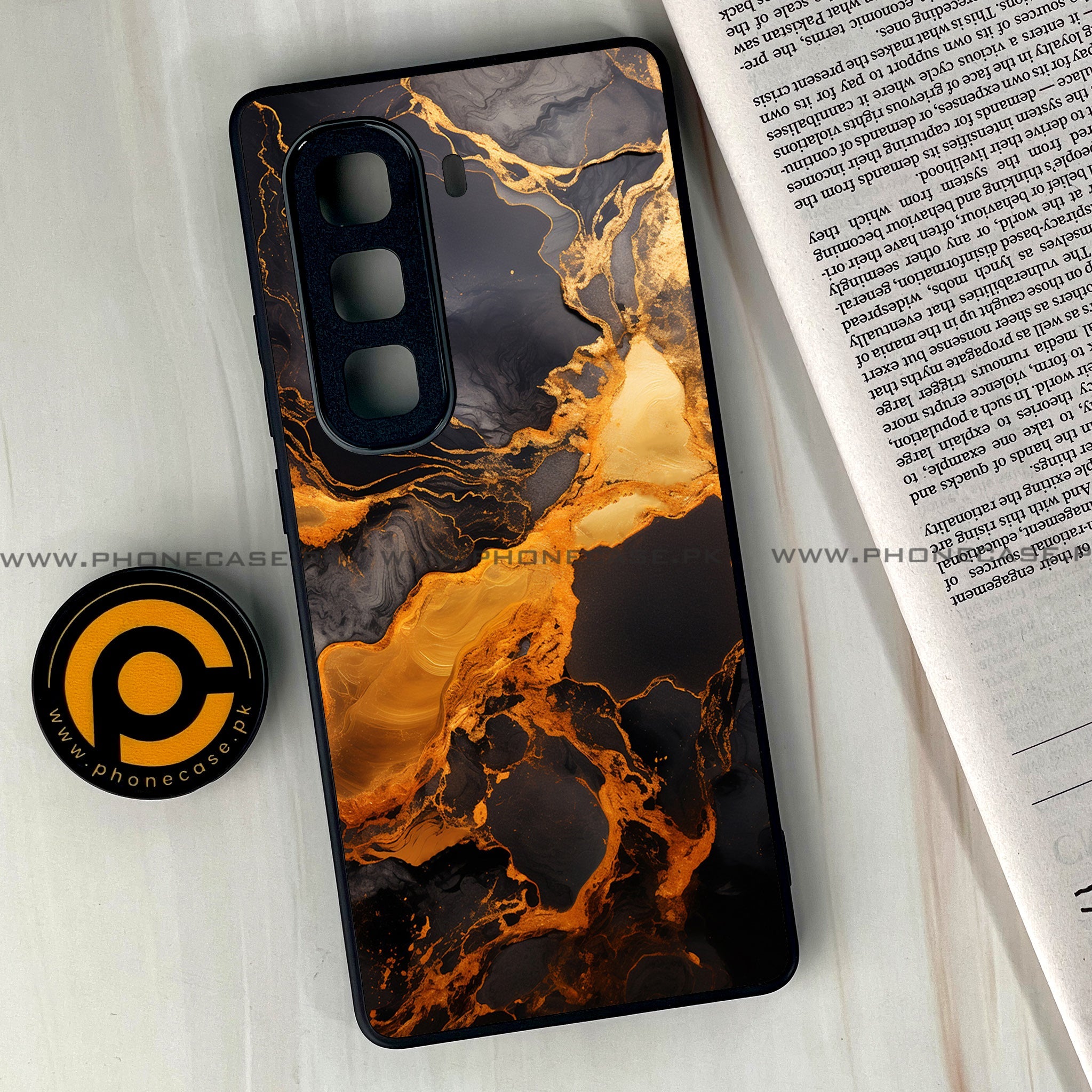 Infinix Hot 60 Pro Plus - Liquid Marble 2.0 Series - Premium Metal Printed soft Bumper shock Proof Case