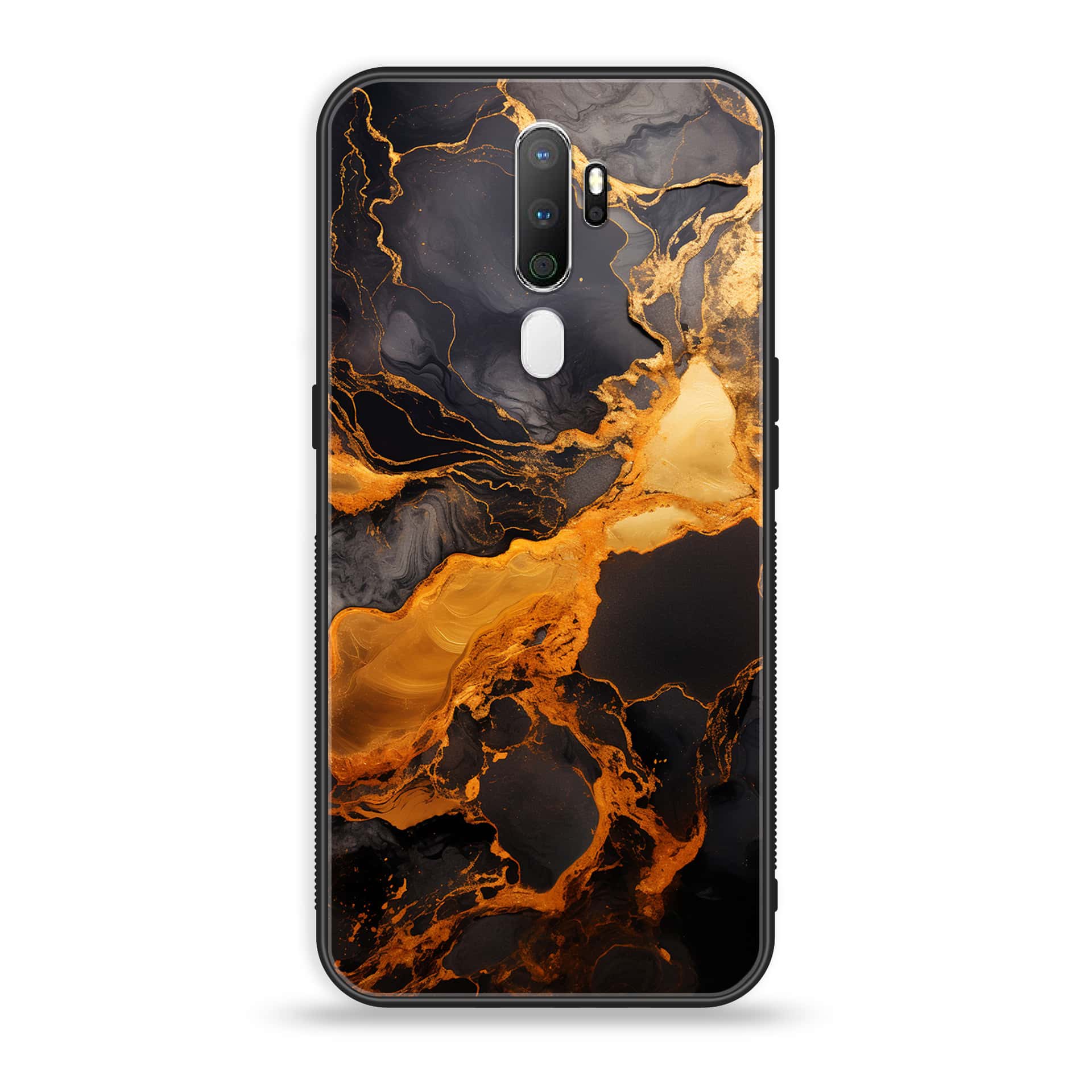 Oppo A5 2020 - Liquid Marble 2.0 Series - Premium Printed Glass soft Bumper shock Proof Case