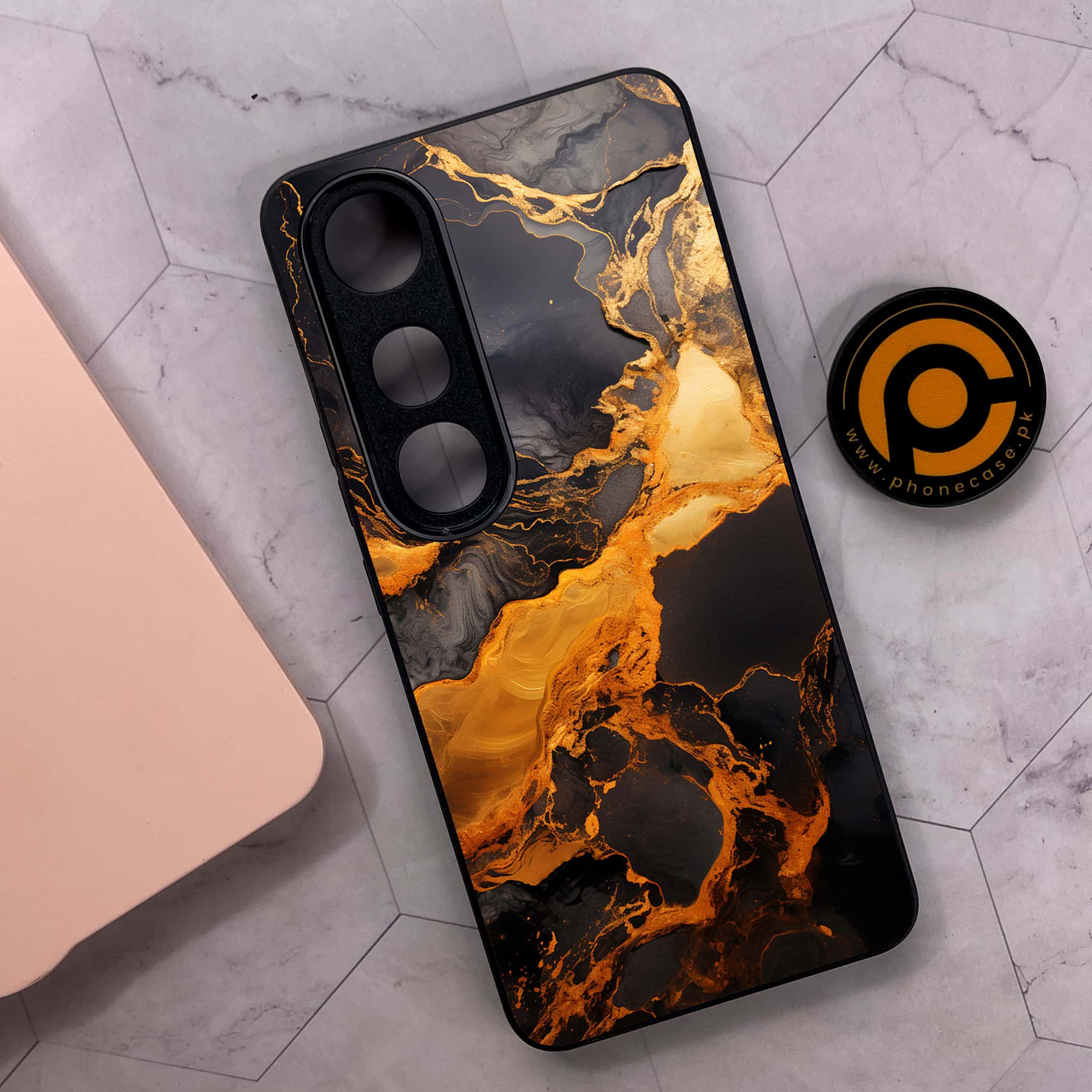 Vivo V50 Lite - Liquid Marble 2.0 Series - Premium Metal Printed soft Bumper shock Proof Case