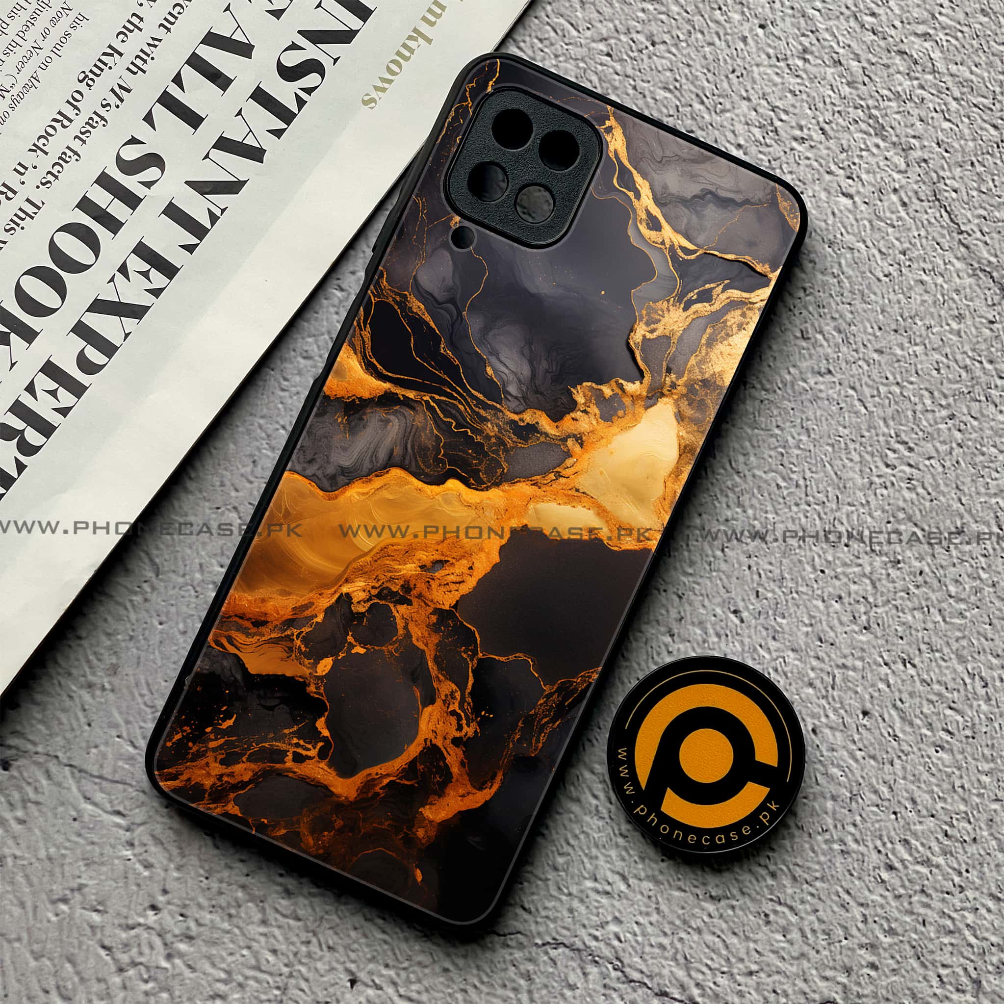 Samsung Galaxy A12 / A12 Nacho - Liquid Marble 2.0 Series - Premium Printed Glass soft Bumper shock Proof Case