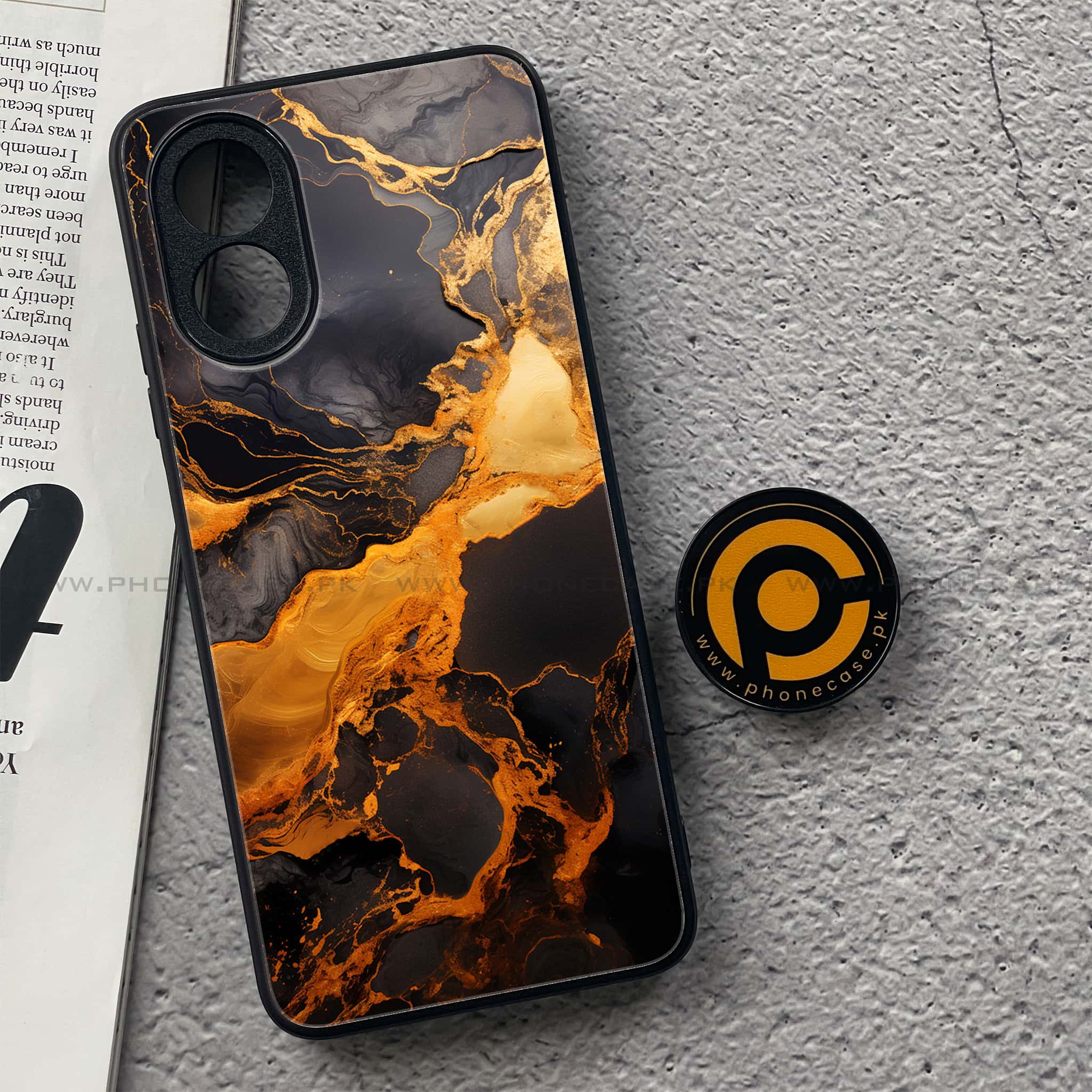 Oppo A38 4G - Liquid Marble 2.0 Series - Premium Printed Metal soft Bumper shock Proof Case