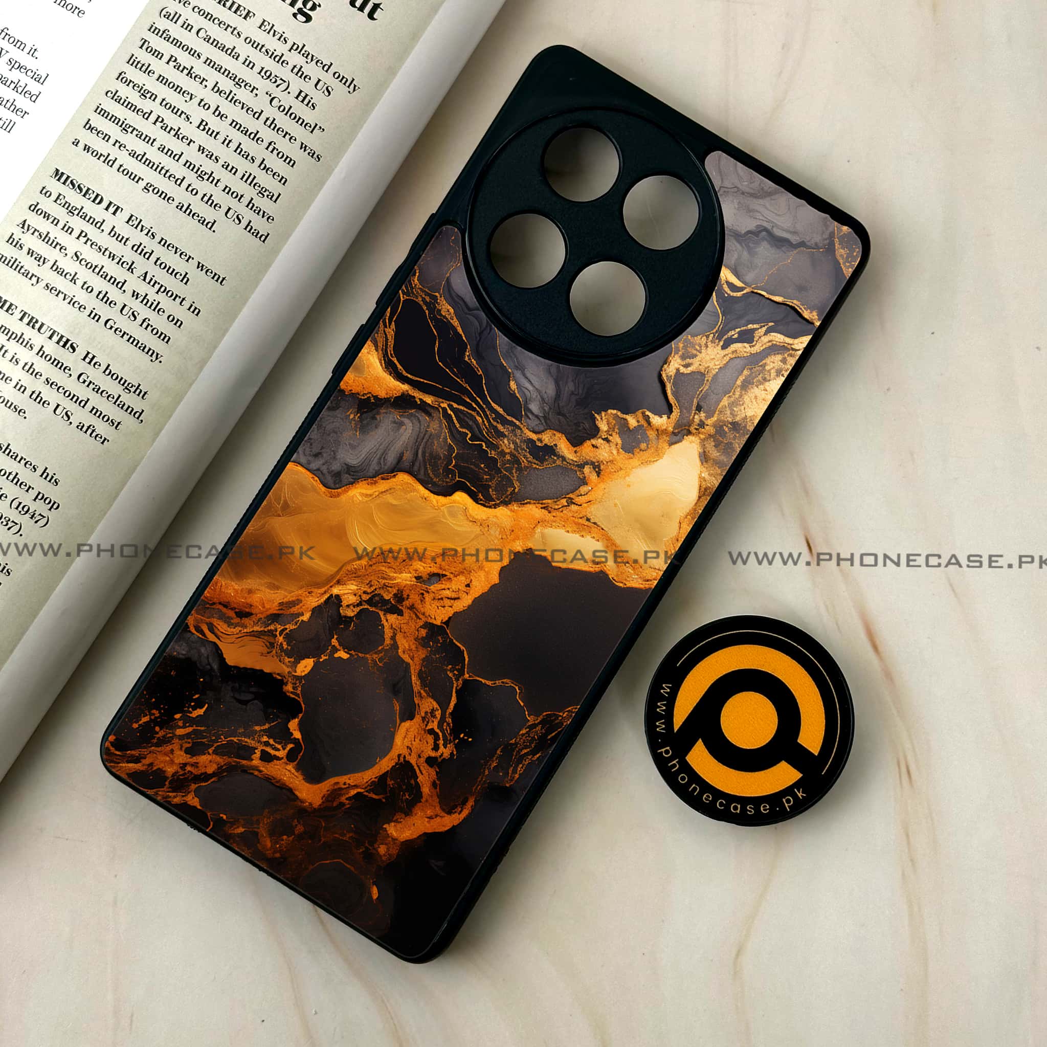 Tecno Camon 30s - Liquid Marble 2.0 Series - Premium Metal Printed soft Bumper shock Proof Case